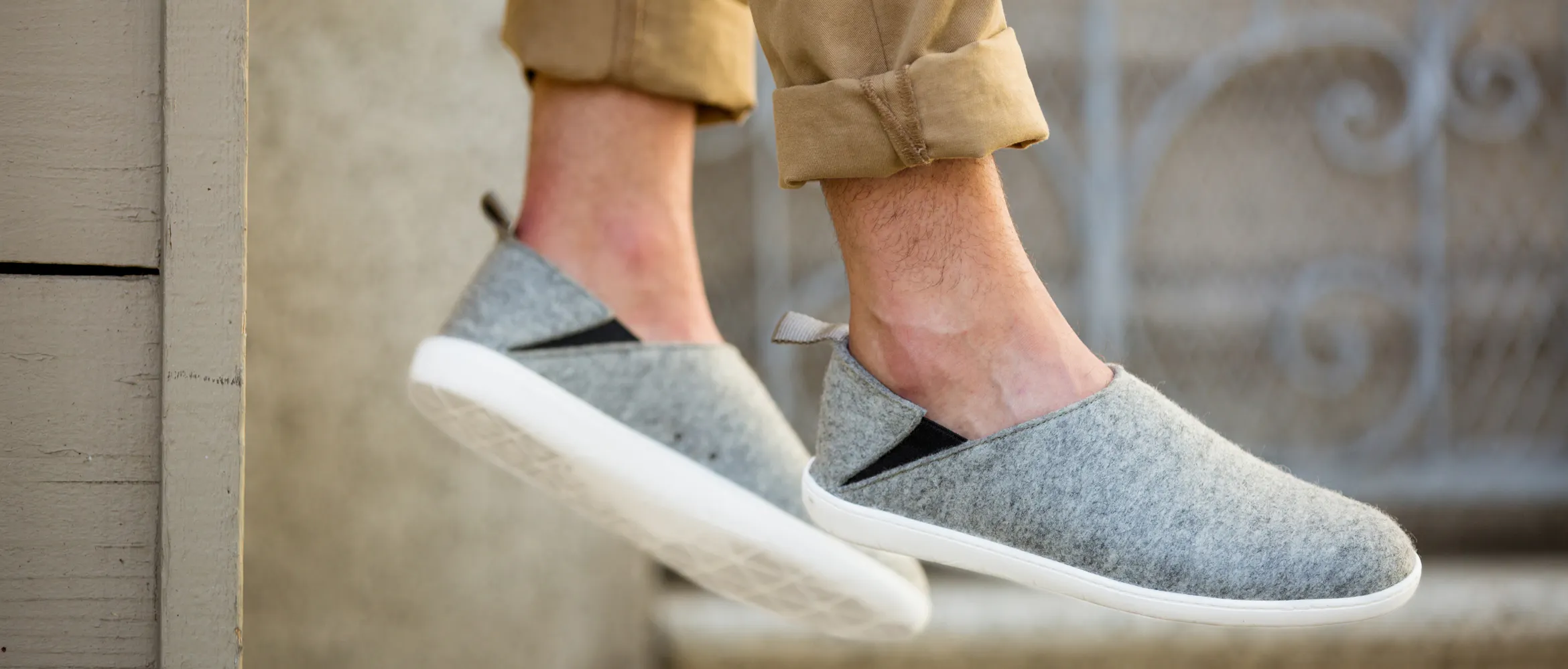 BILL RINGA from Huckaberry Light Grey Suede Slip-On with Blue Heel Loop http:// main image 4