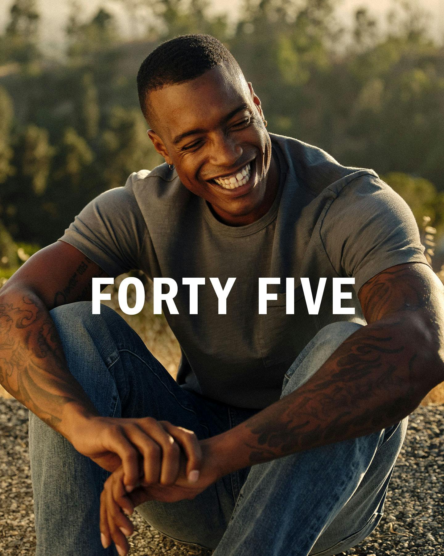 Man wearing Forty Five tee