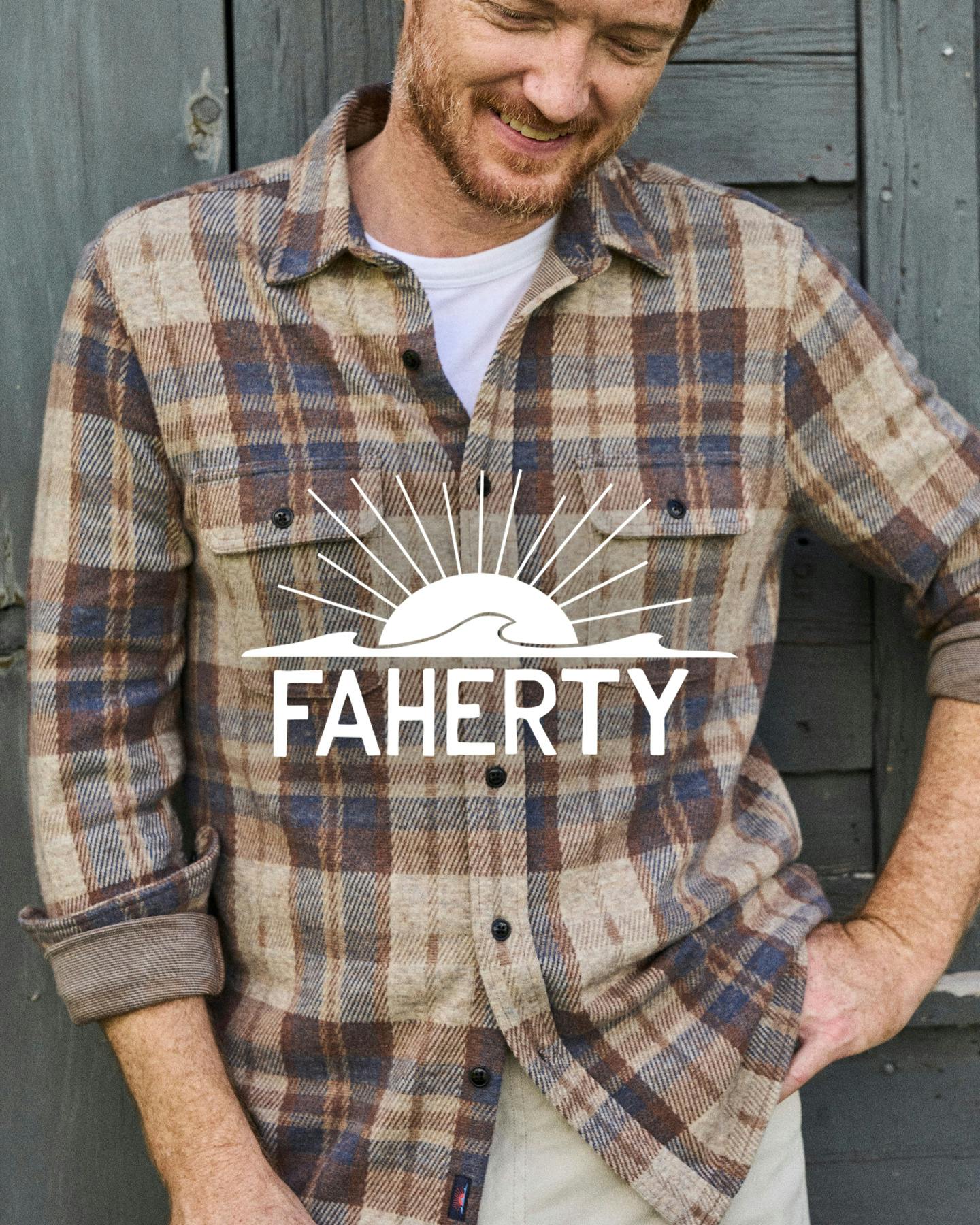 man wearing faherty shirt