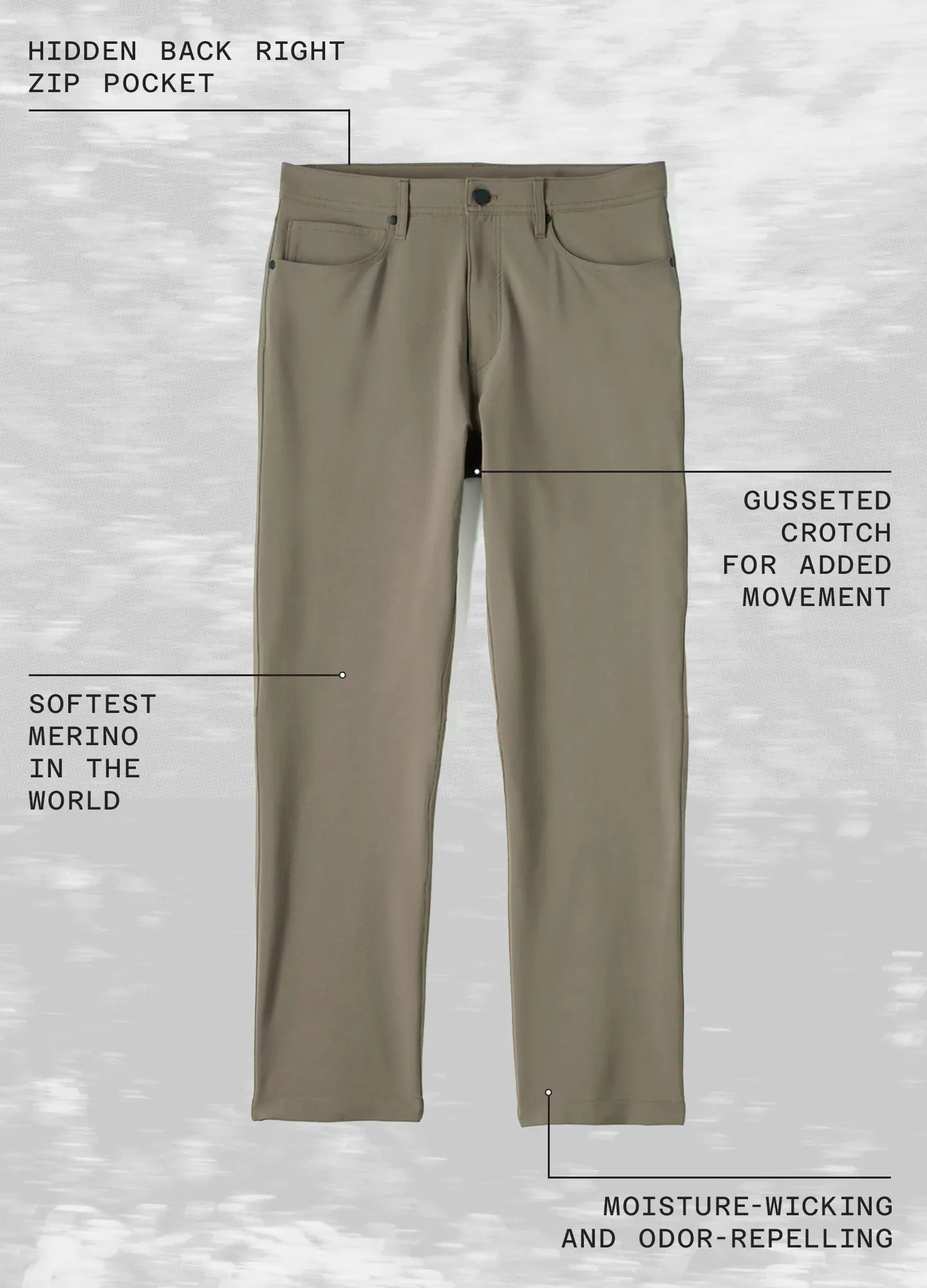 Proof 72-Hour Merino 5-Pocket Pant - HB Straight - Olive | 5