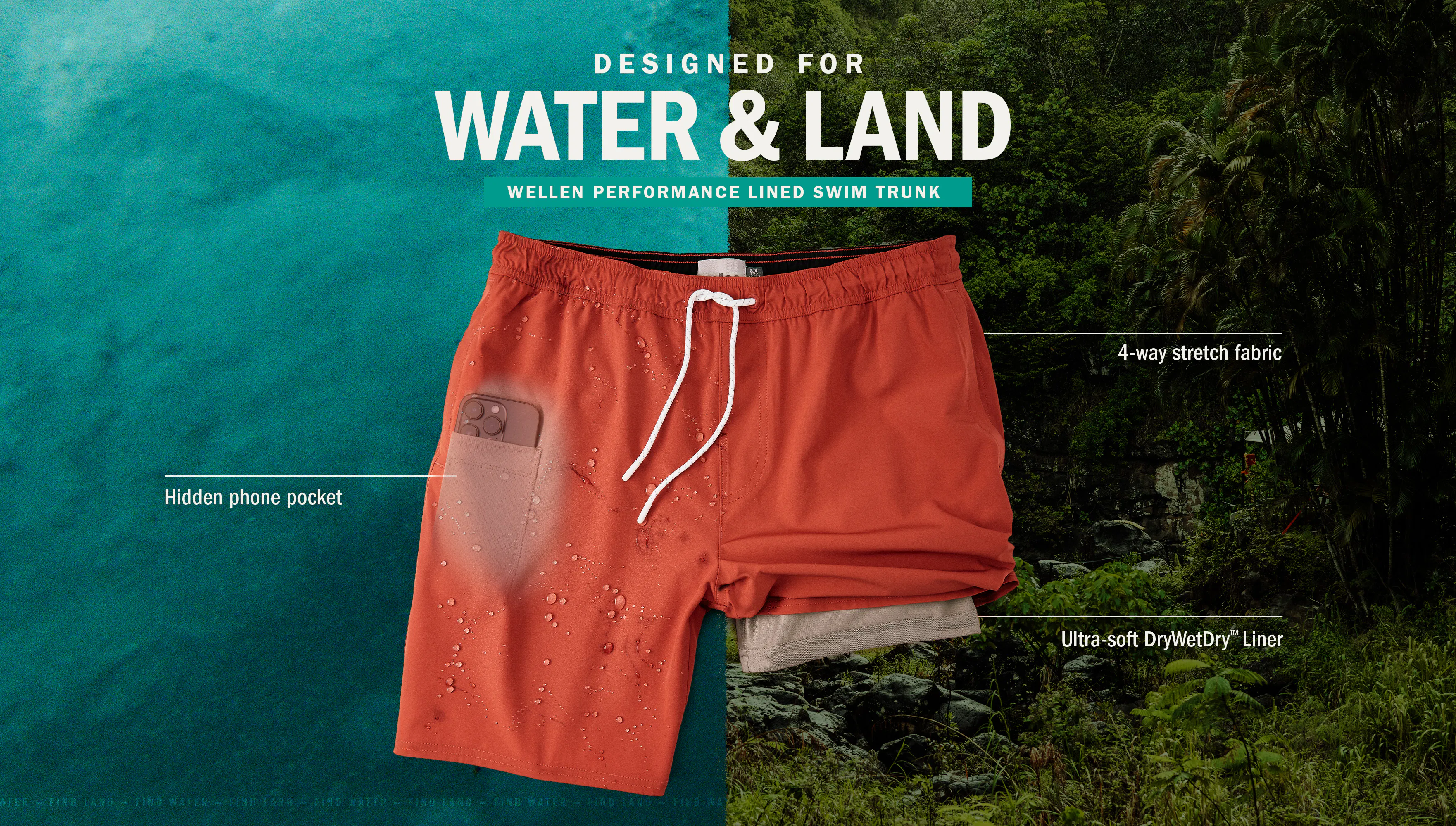 stretch lined swim trunks