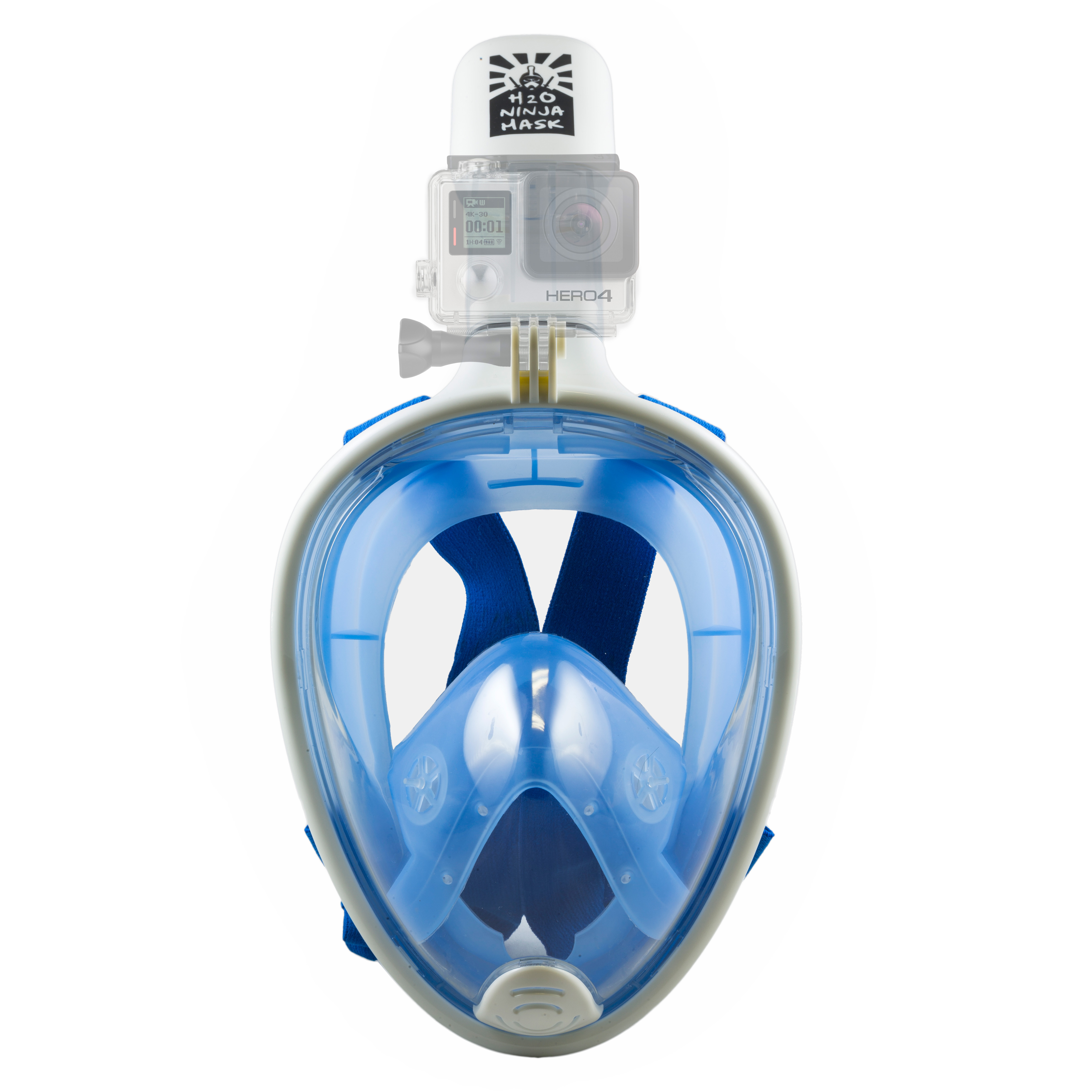 H2O Ninja Mask Full Face Snorkel Mask + Gopro Mount - Blue