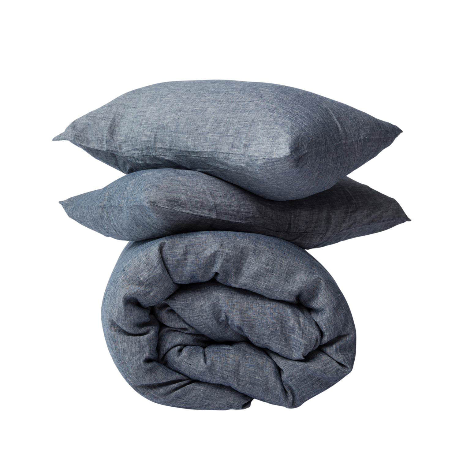 Cultiver European Linen Duvet Set Queen Indigo Sheets & Pillows