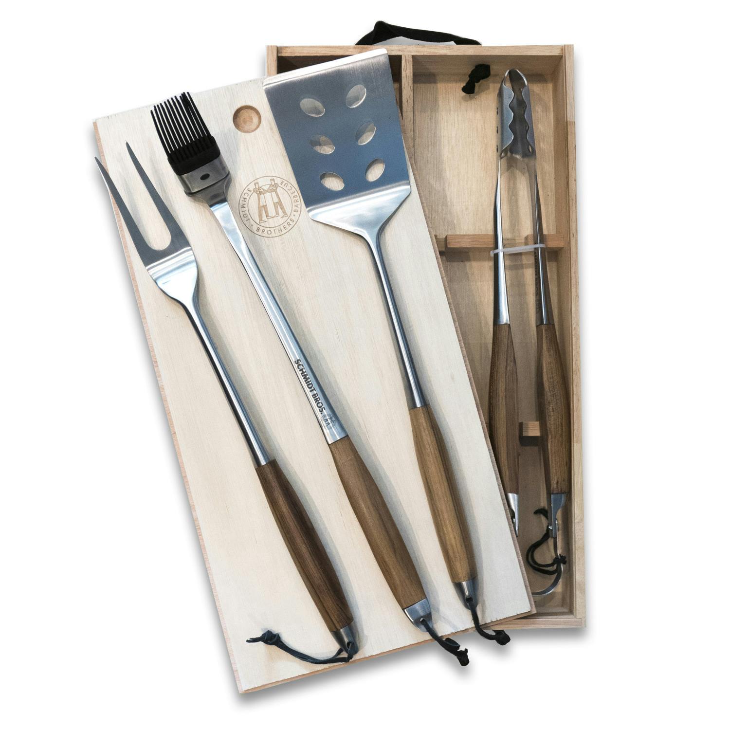 Schmidt Brothers BBQ Ash 4-PIece Grill Tool Set, Stainless Steel on Food52