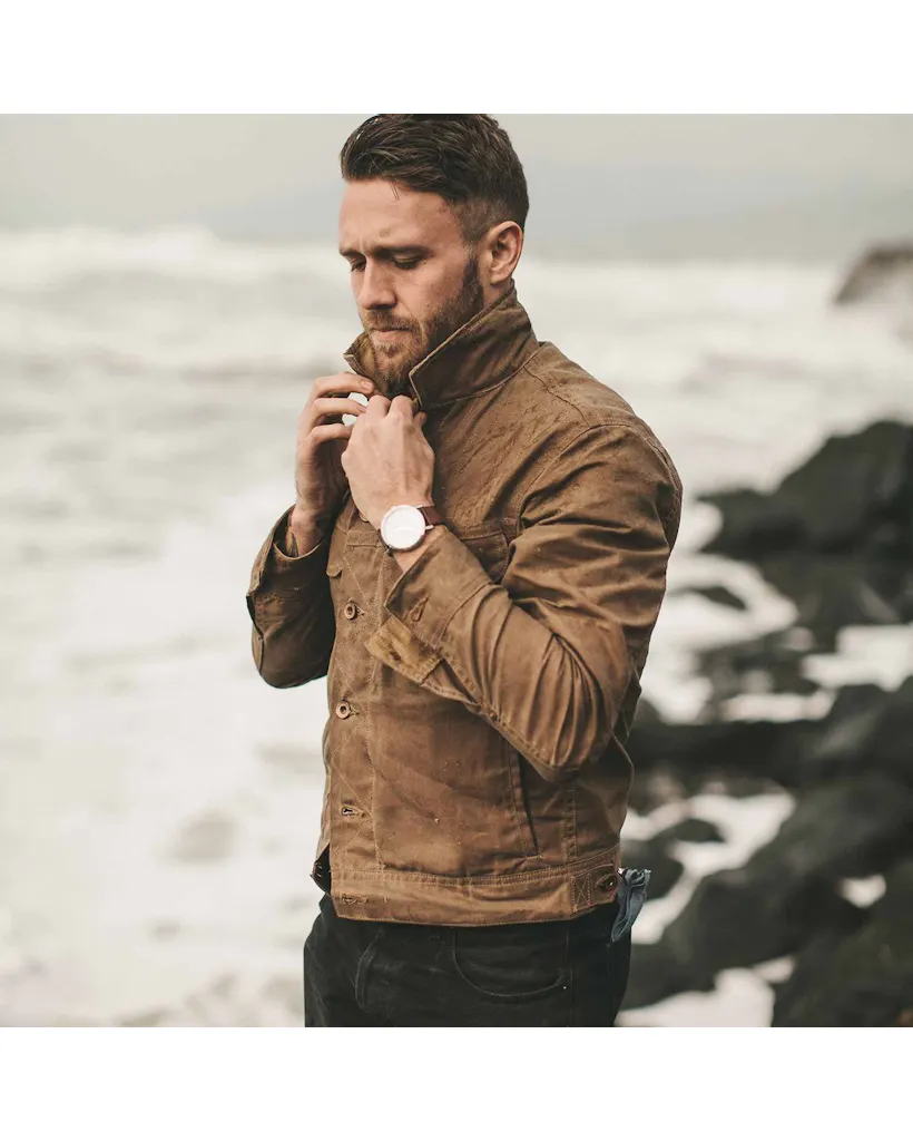 Waxed Canvas Coat ButterScotch X Vanson Territory Jacket Black