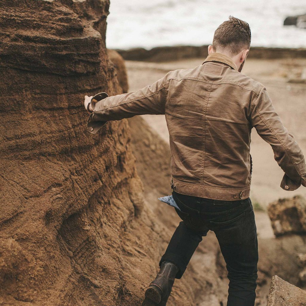 the long haul jacket in tobacco waxed canvas