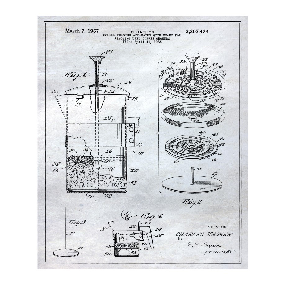 Patent Prints Coffee Brewing Apparatus 1967 Natural Art & Prints
