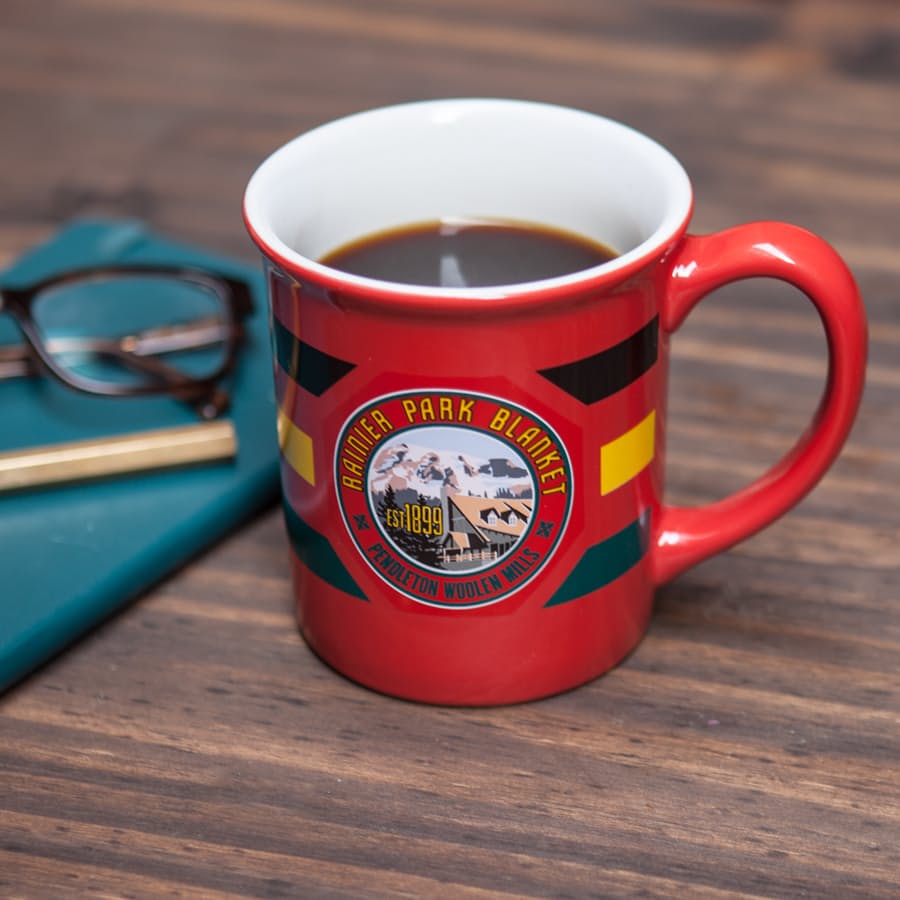 Pendleton Woolen Mills Rainier Park Blanket Coffee Mug Cup 18 oz Red  National