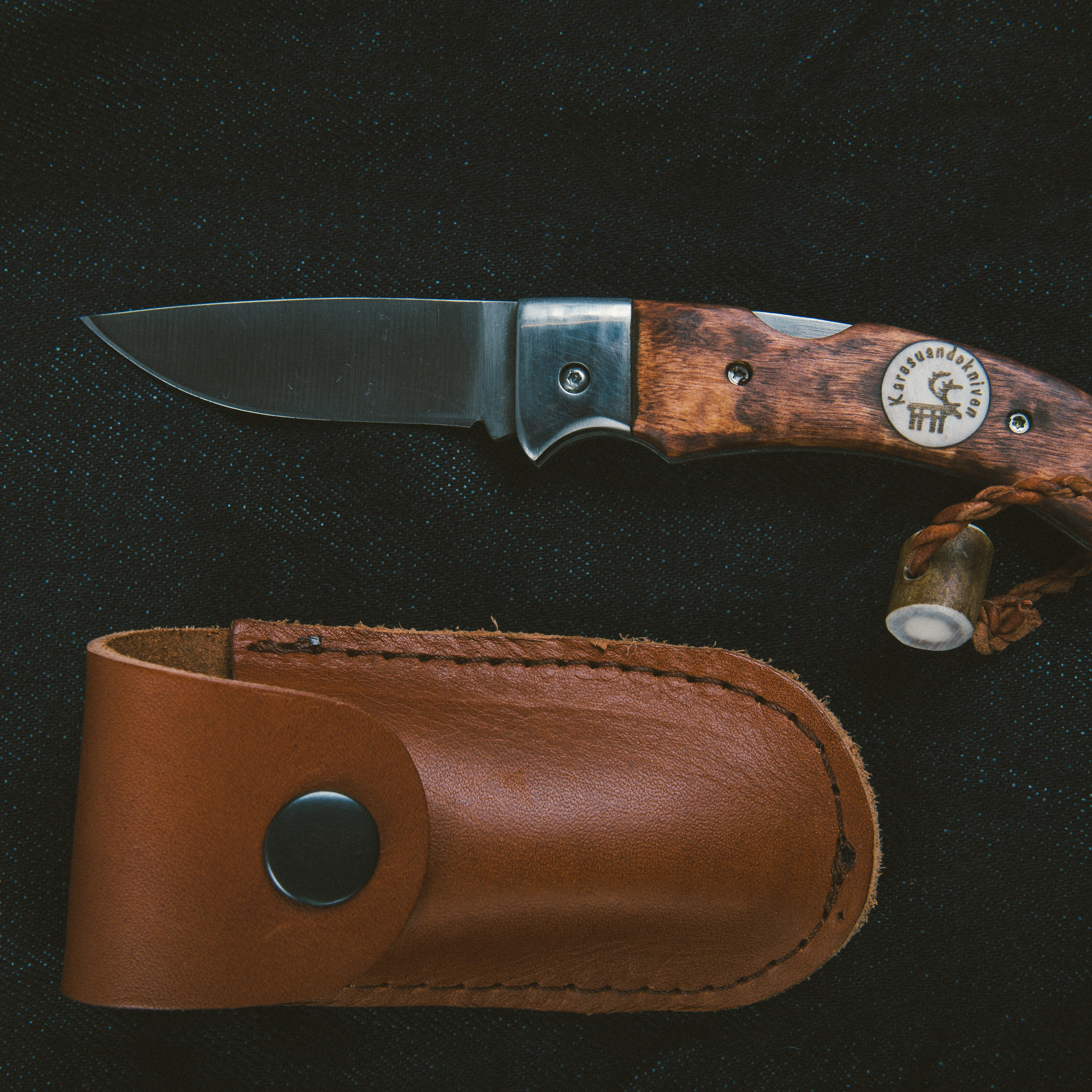 Karesuando Nallo Fallkniv Arctic Folding Knife - Brown Wood