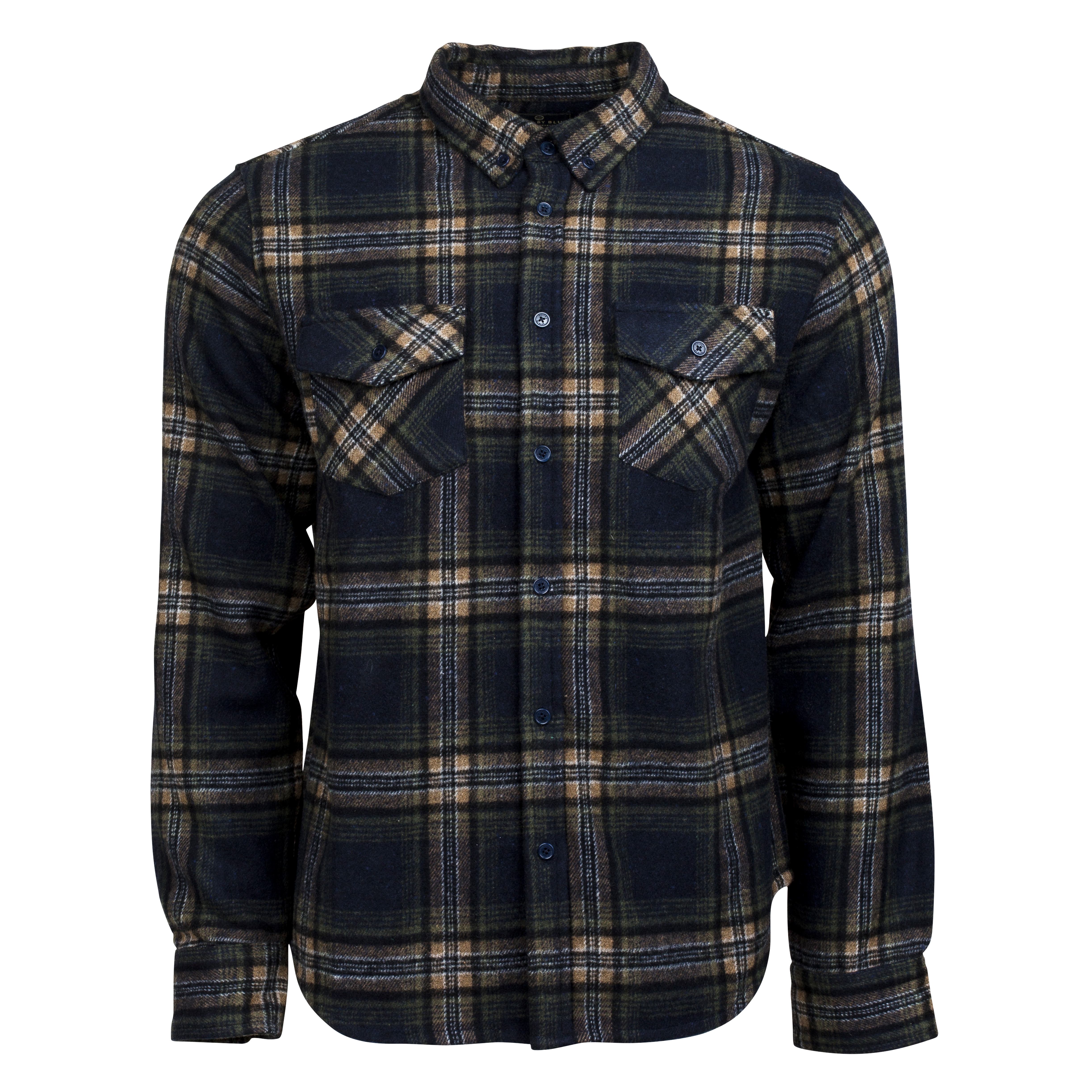 United By Blue Lhotse Wool Plaid Shirt Navy/Tan Huckberry