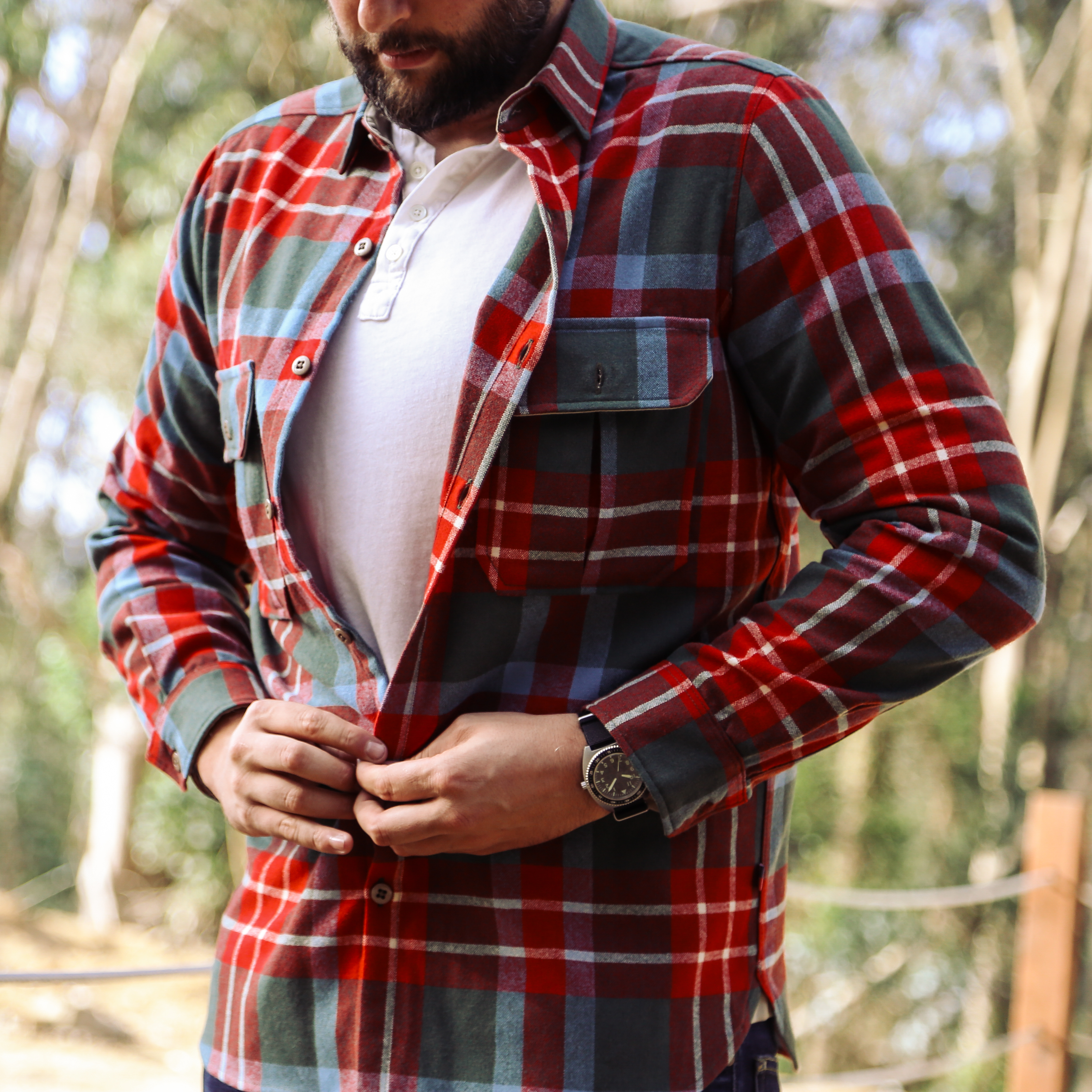 SUBCULTURE WOOL CHECK SHIRT TOPGRAY×RED SUBCULTURE WOOL CHECK SHIRT TOPGRAY×RED（WOOL CHECK SHIRT