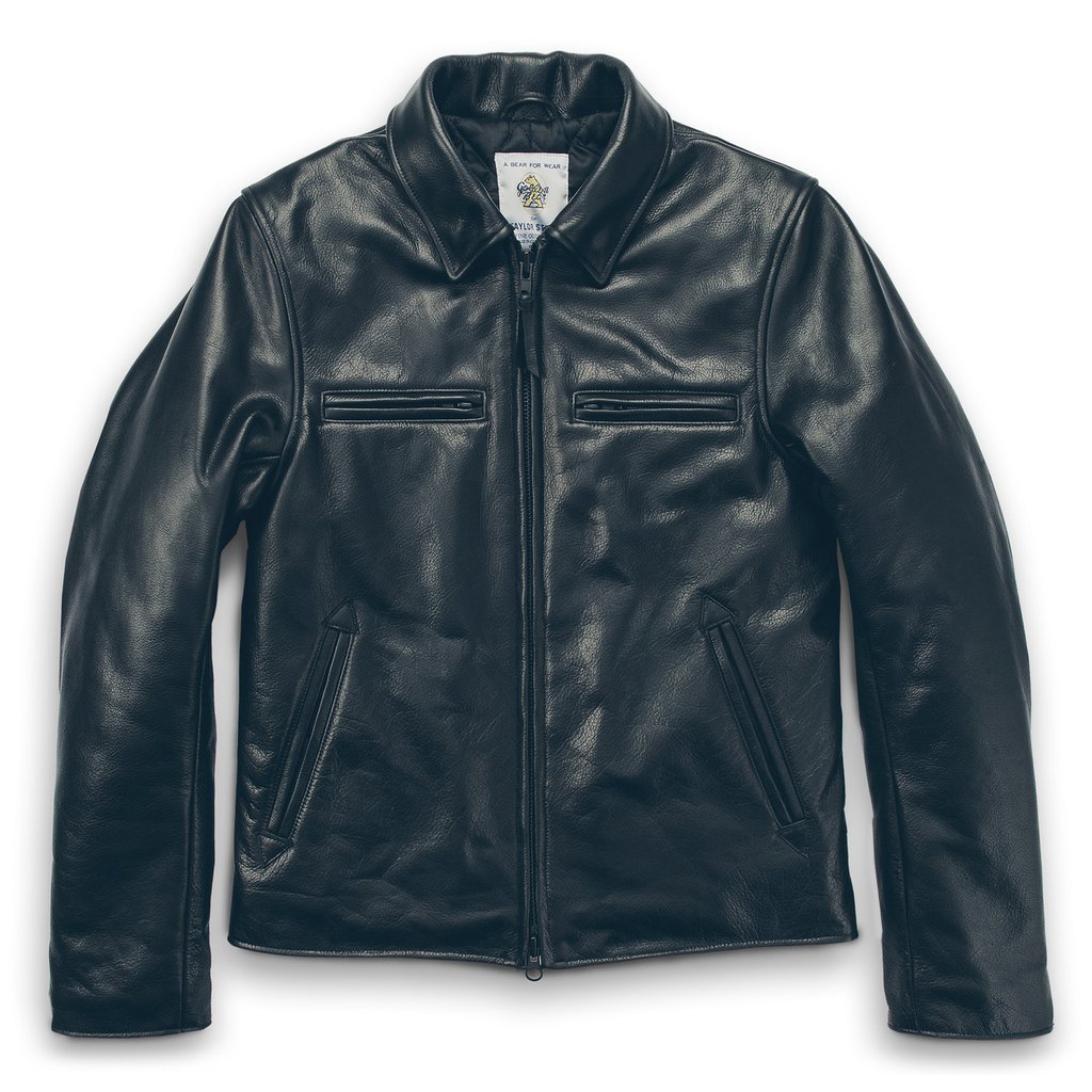 Pherrow’s Black Wool Motorcycle Jacket Men's Cafe Racer Retro Black Motorcycle Jacket Genuine