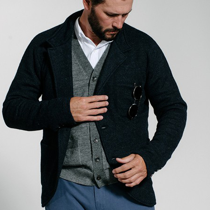 Apolis Boiled Wool Blazer Navy undefined Huckberry