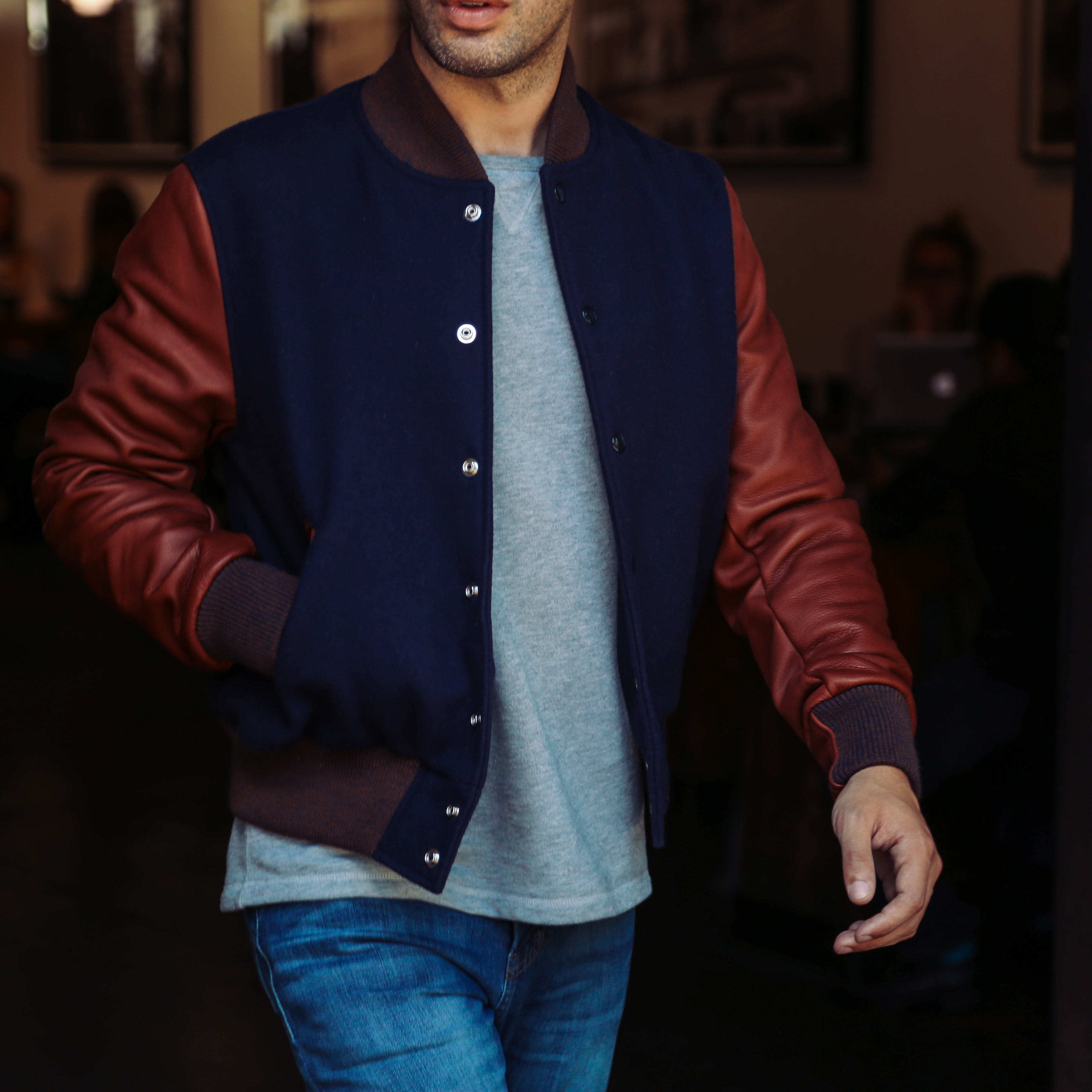Golden Bear Sportswear Huckberry Varsity Jacket - Navy +