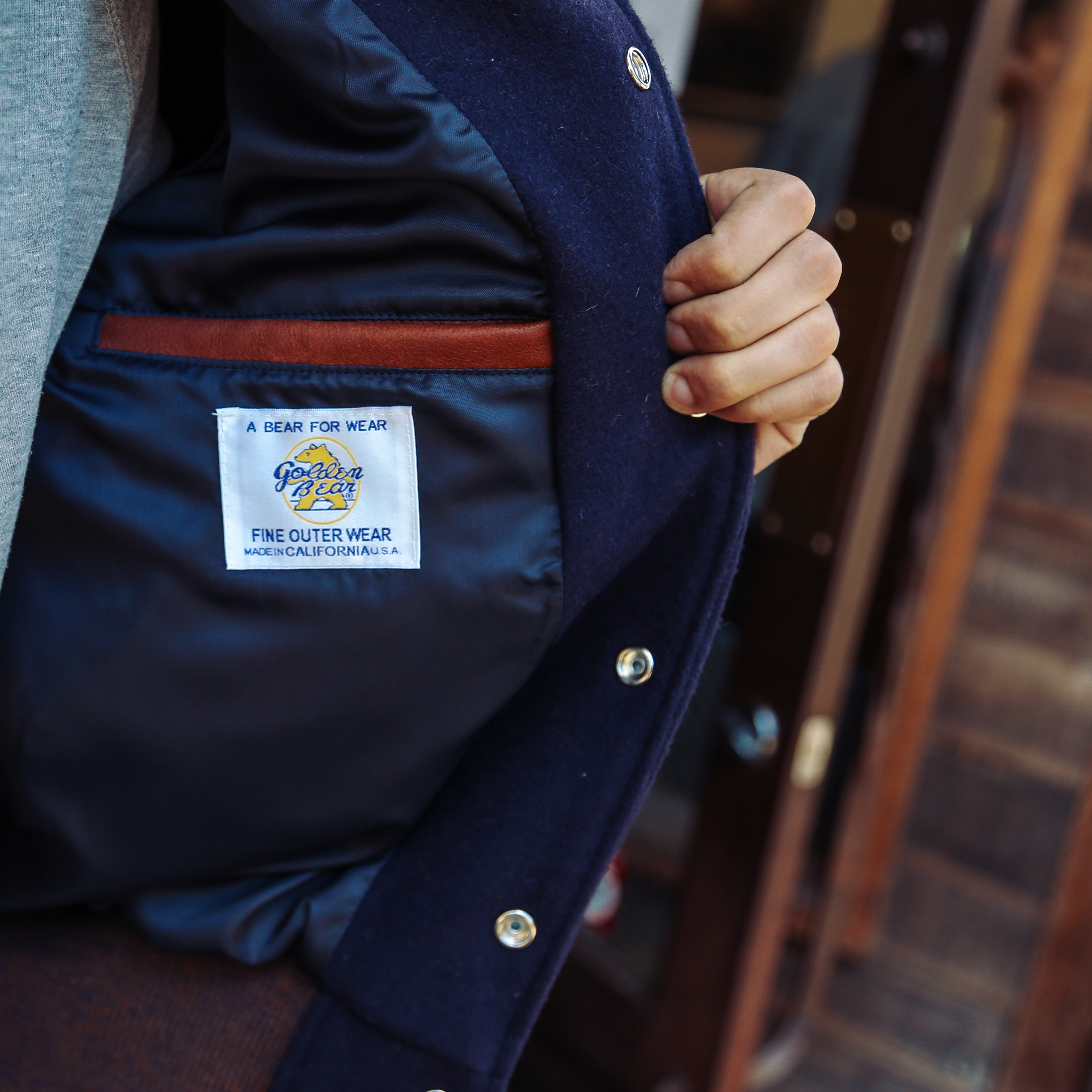 セール★HUCKBERRY★Golden Bear ウールレザーコーチジャケット セール☆HUCKBERRY☆Golden Bear ウールレザーコーチジャケット