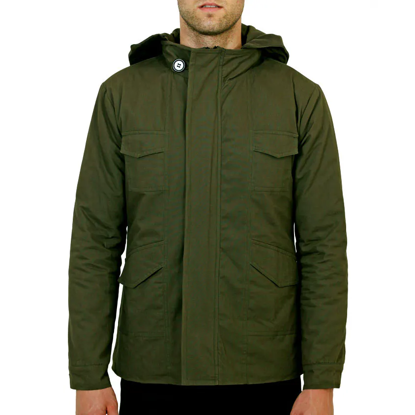 Biography Wear Hooded Four Pocket Military Jacket - Military Green