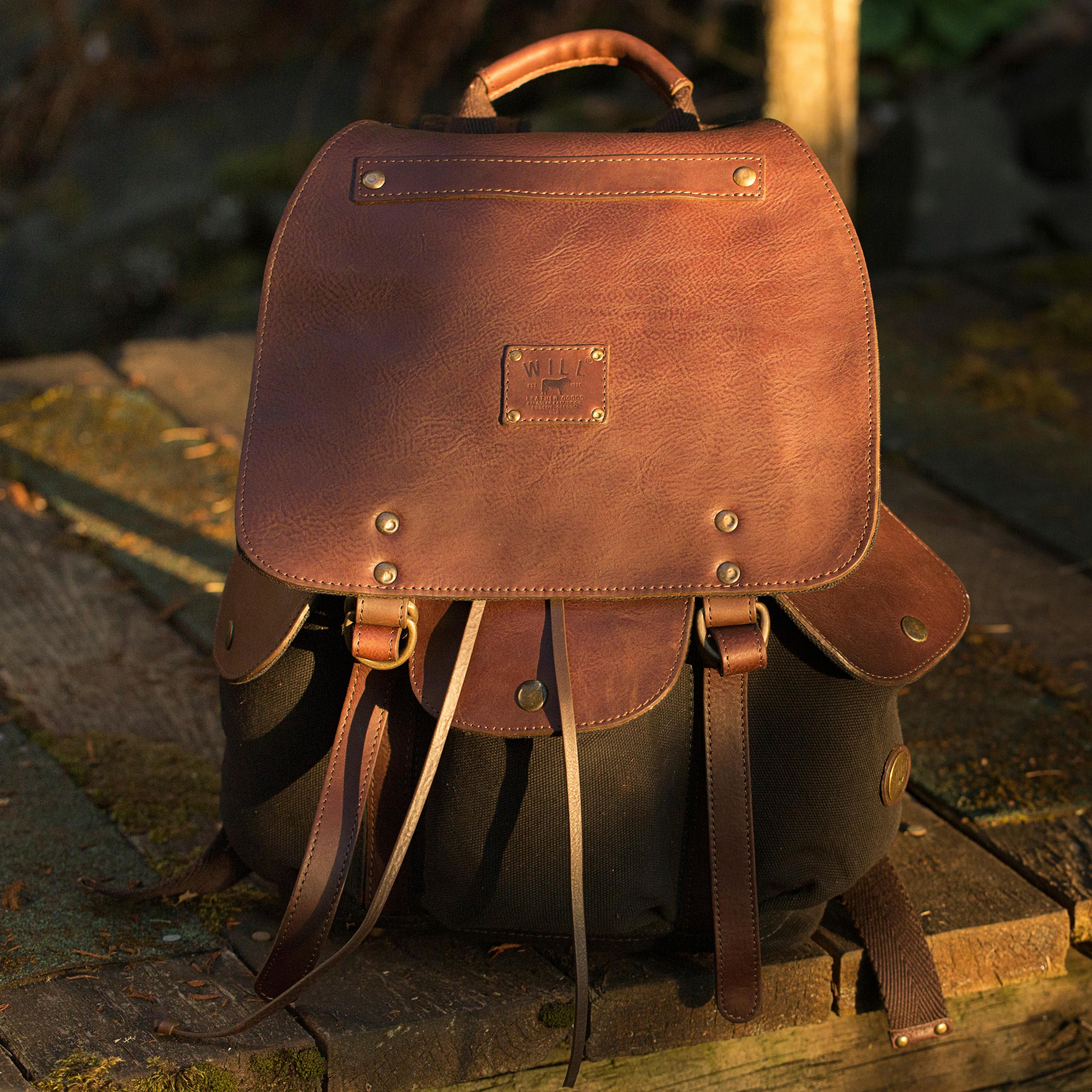 Will Leather Goods Lennon Backpack - Black/ Brown