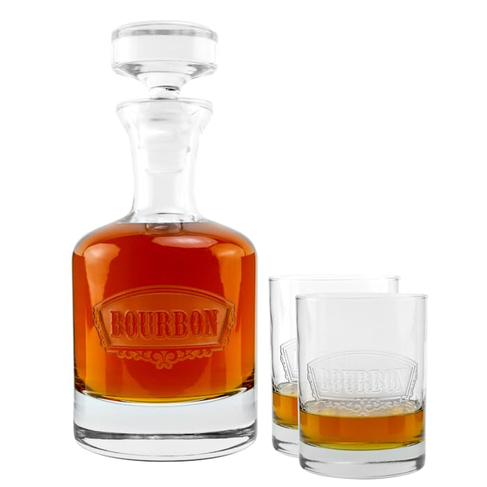 Distinctive Barware Engraved Bourbon Decanter Set Crystal undefined Huckberry
