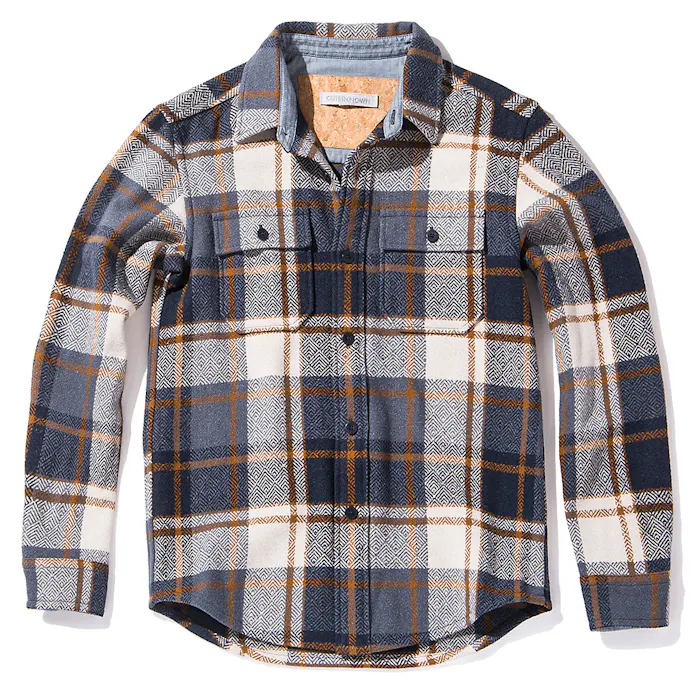 Outerknown Highland Wool Blanket Shirt - Indigo Cypress Plaid  