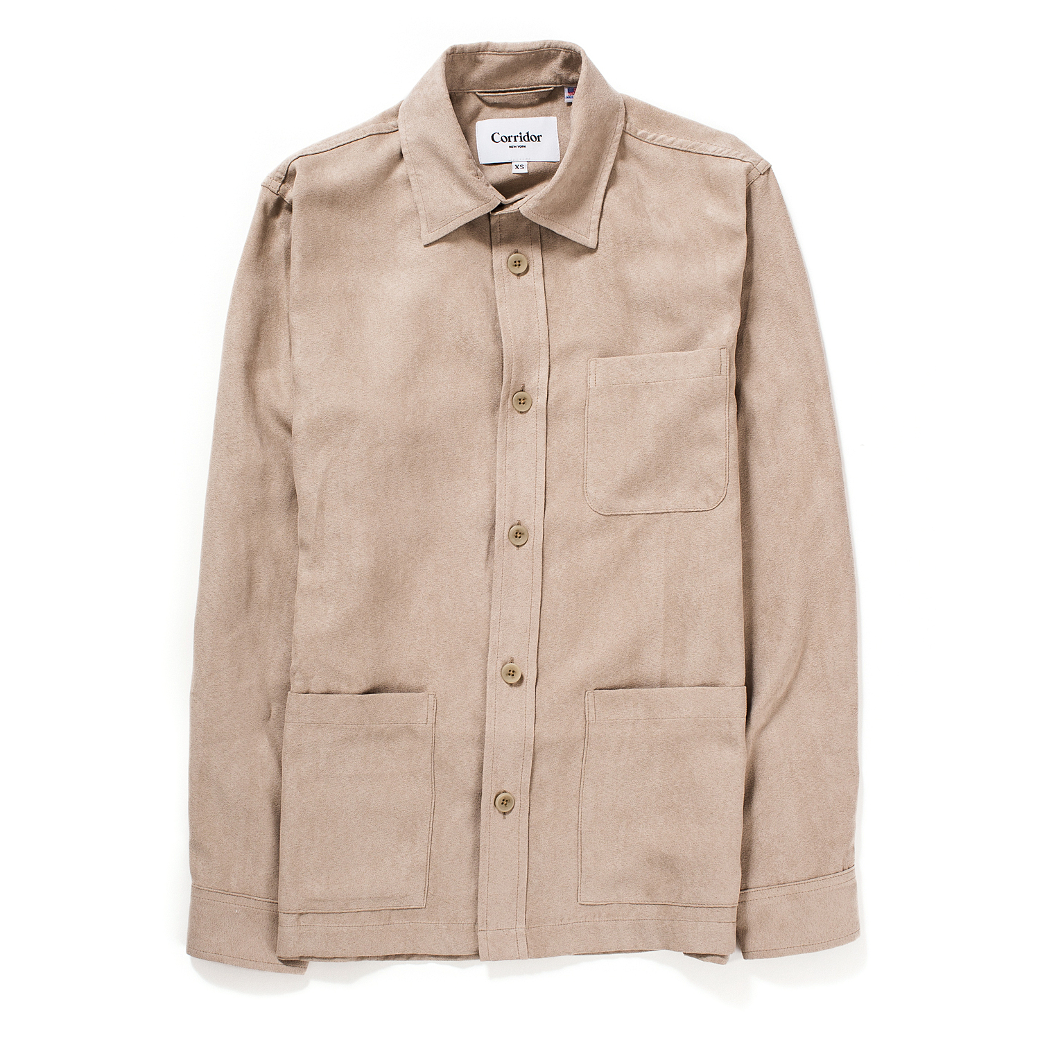 Com Vegan Suede Short シャツ Corridor Natural Vege Suede Overshirt - Tan | undefined
