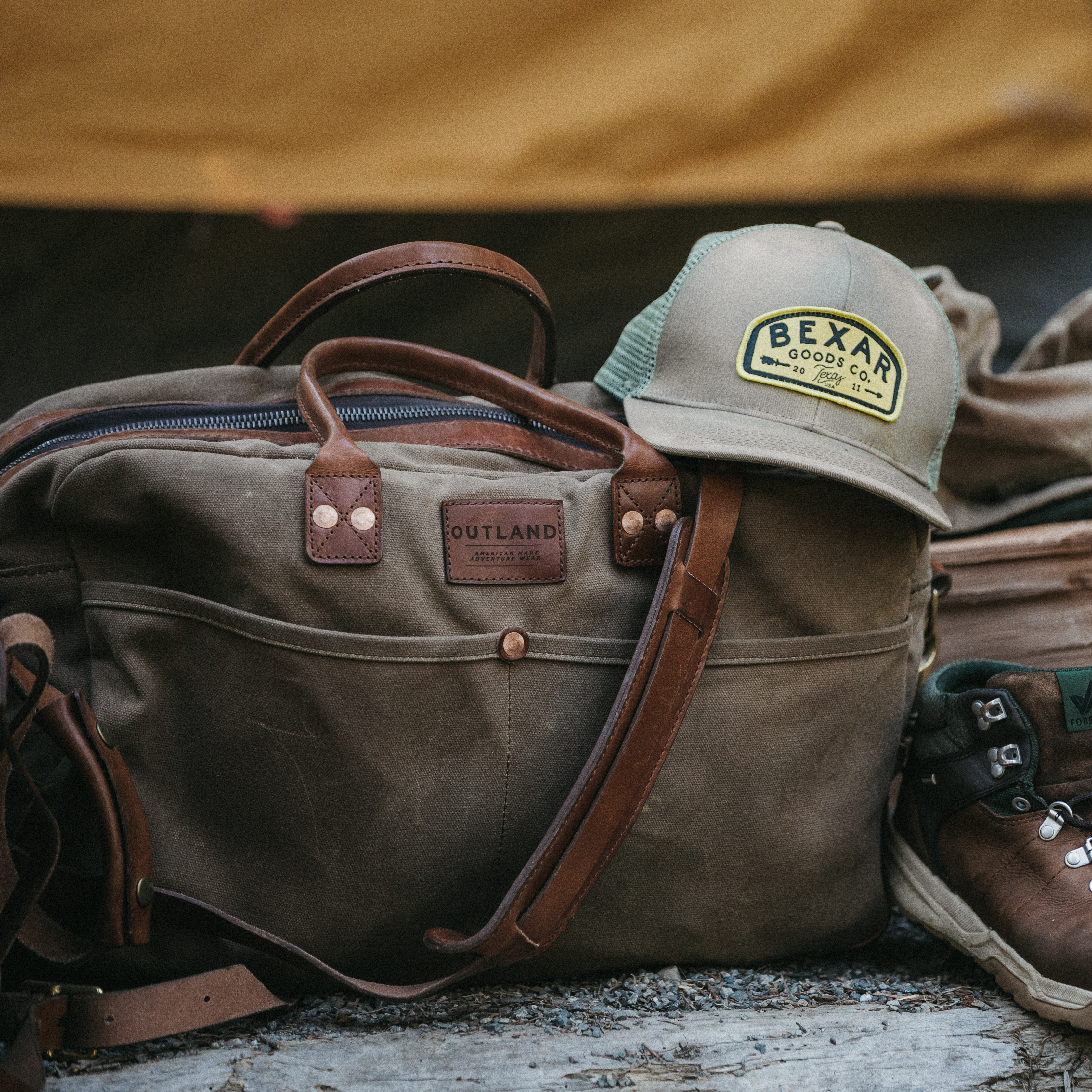 Bexar Goods Co. Waxed Canvas LAND Weekender - Field Tan