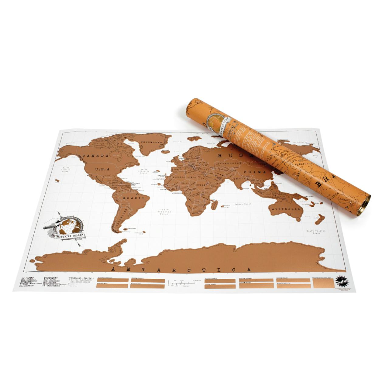 Luckies World Scratch Map Poster - White/Copper