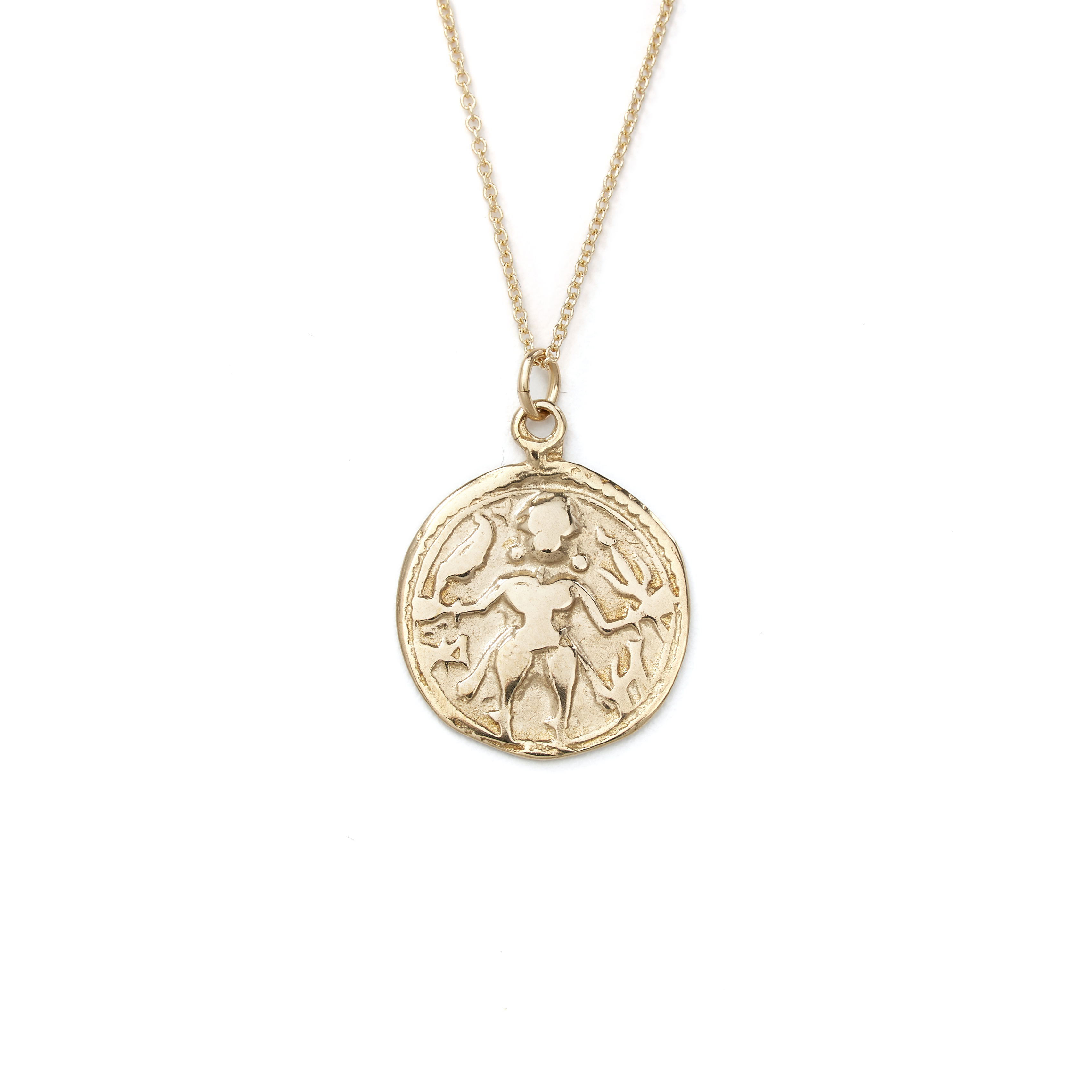 Carved Gold Coin Pendant Necklace for Women Girls Men 925 Sterling Silver  18K Gold Plated Simple Round Chain Goddess Worship Celebrity Medal  Reversible Keepsake Chic Choker Fashion Jewelry Gifts Box : Amazon.in: