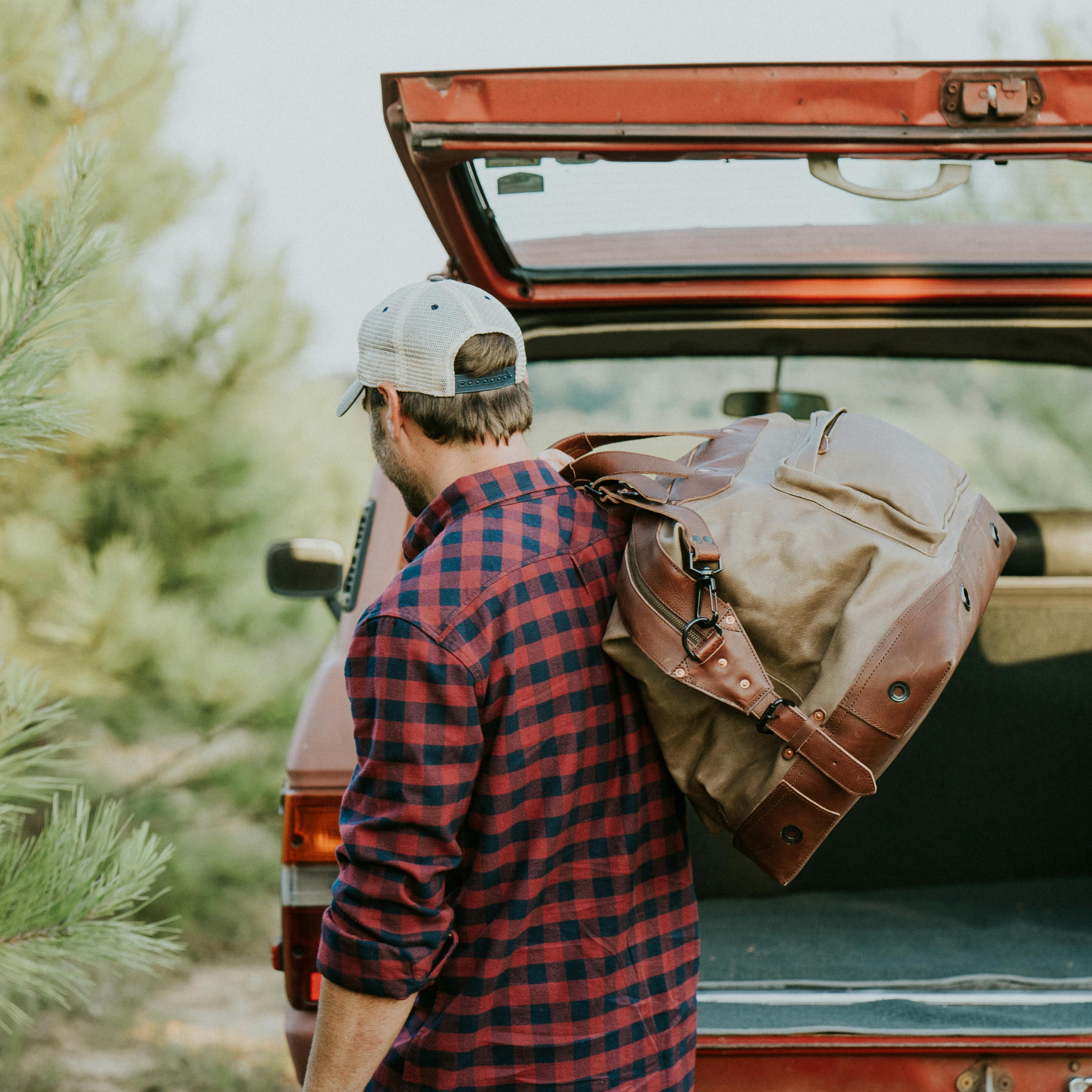 Dakota Waxed Canvas Commuter Backpack | Field Khaki w/ Chestnut Brown Leather