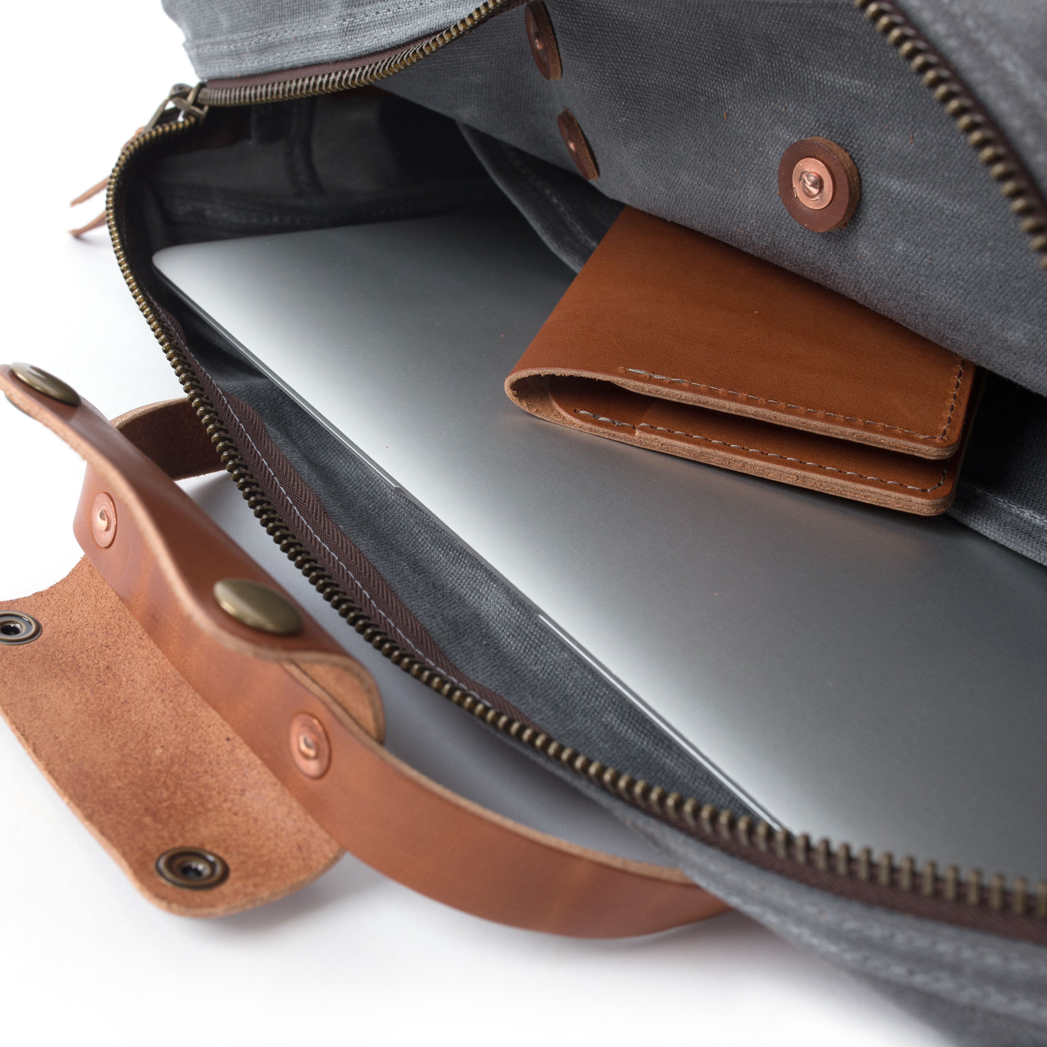 Bradley Mountain The Courier - Waxed Canvas Briefcase - Charcoal