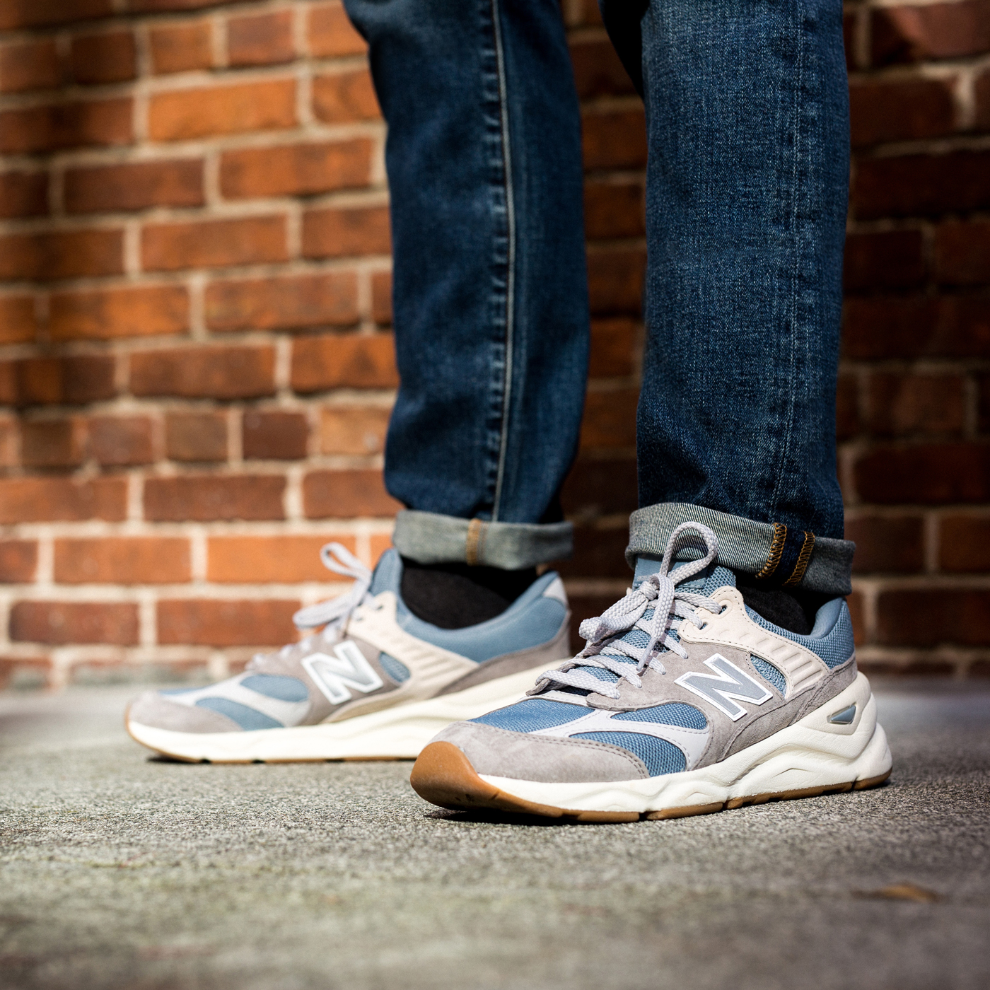new balance lifestyle x90 reconstructed cyclone blue & marble grey shoes