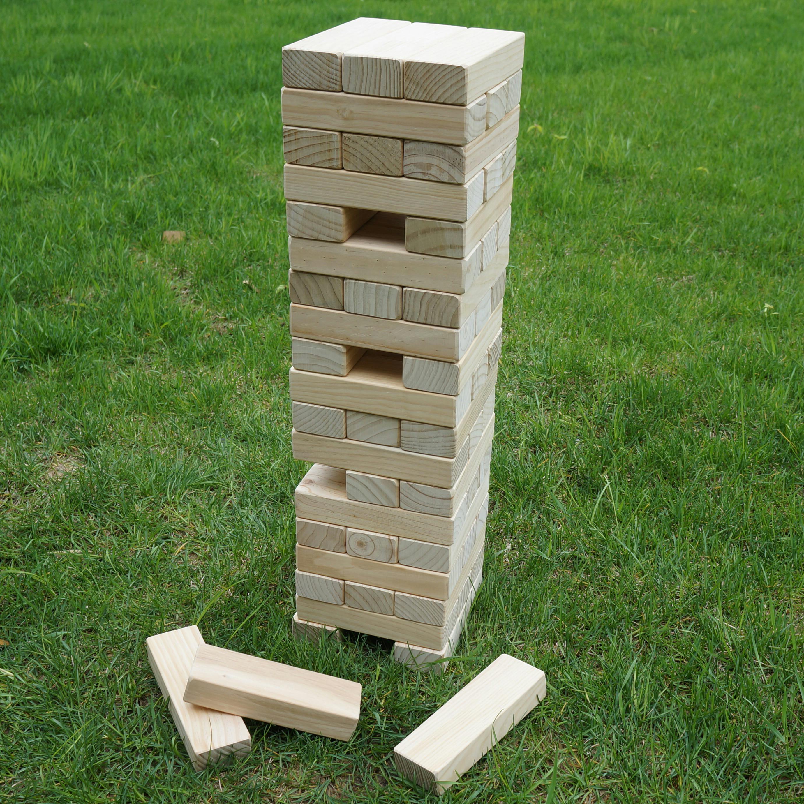 Yard Games Large Jr. Tumbling Timbers 21 Wood Block Stacking Game, Natural  in 2023