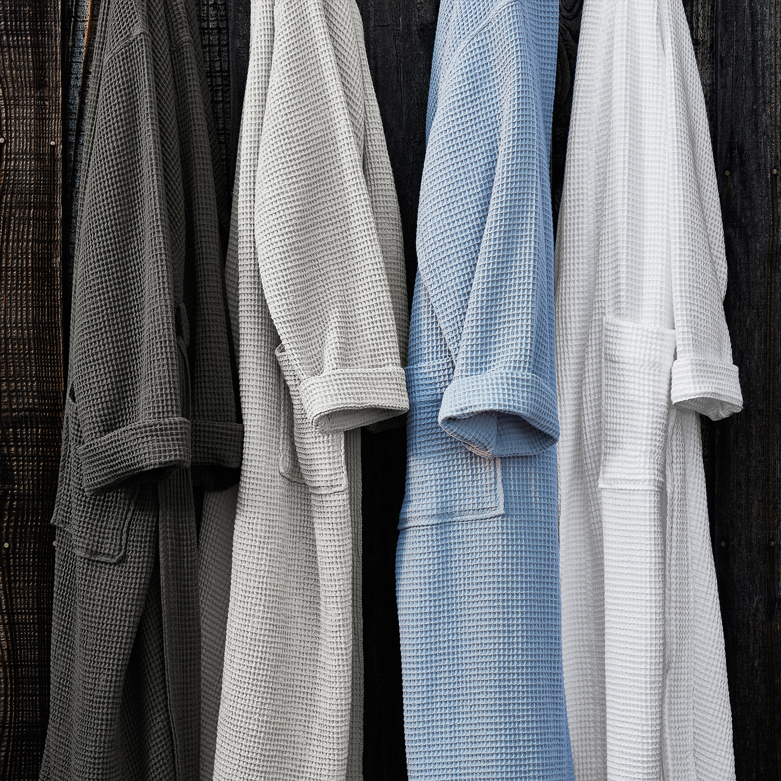 MockNeckLongSleevesT Waffle 【kiryuyrik】 Coyuchi Organic Waffle Robe - Lagoon | undefined | Huckberry