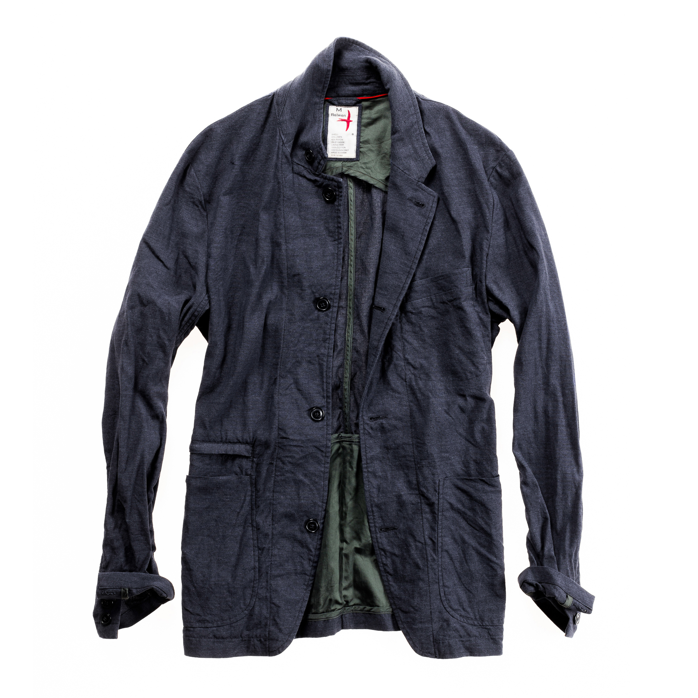Relwen Linen Trap Blazer - Exclusive - Navy | undefined