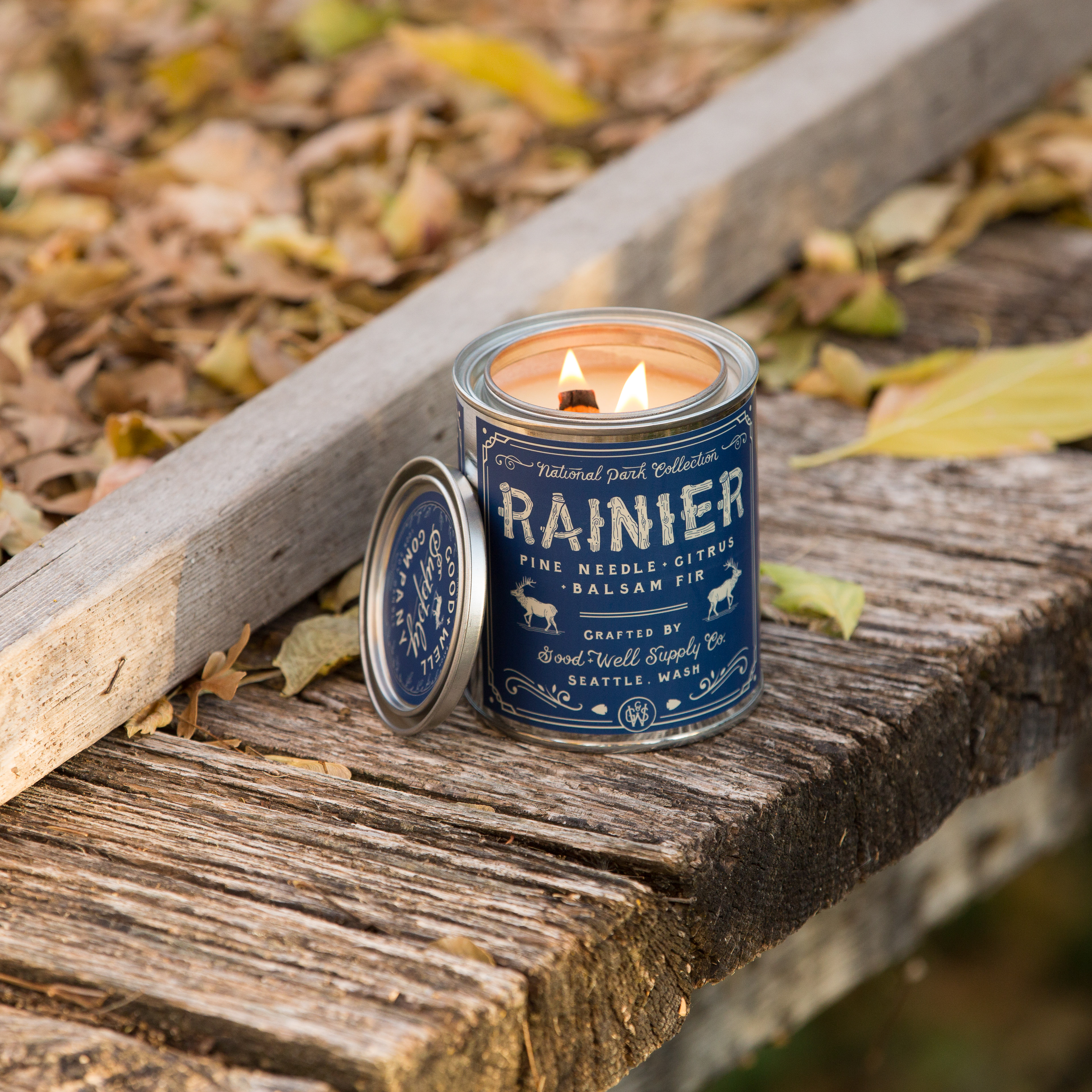 Good + Well Supply Co. Rainier Park Candle Blue Candles