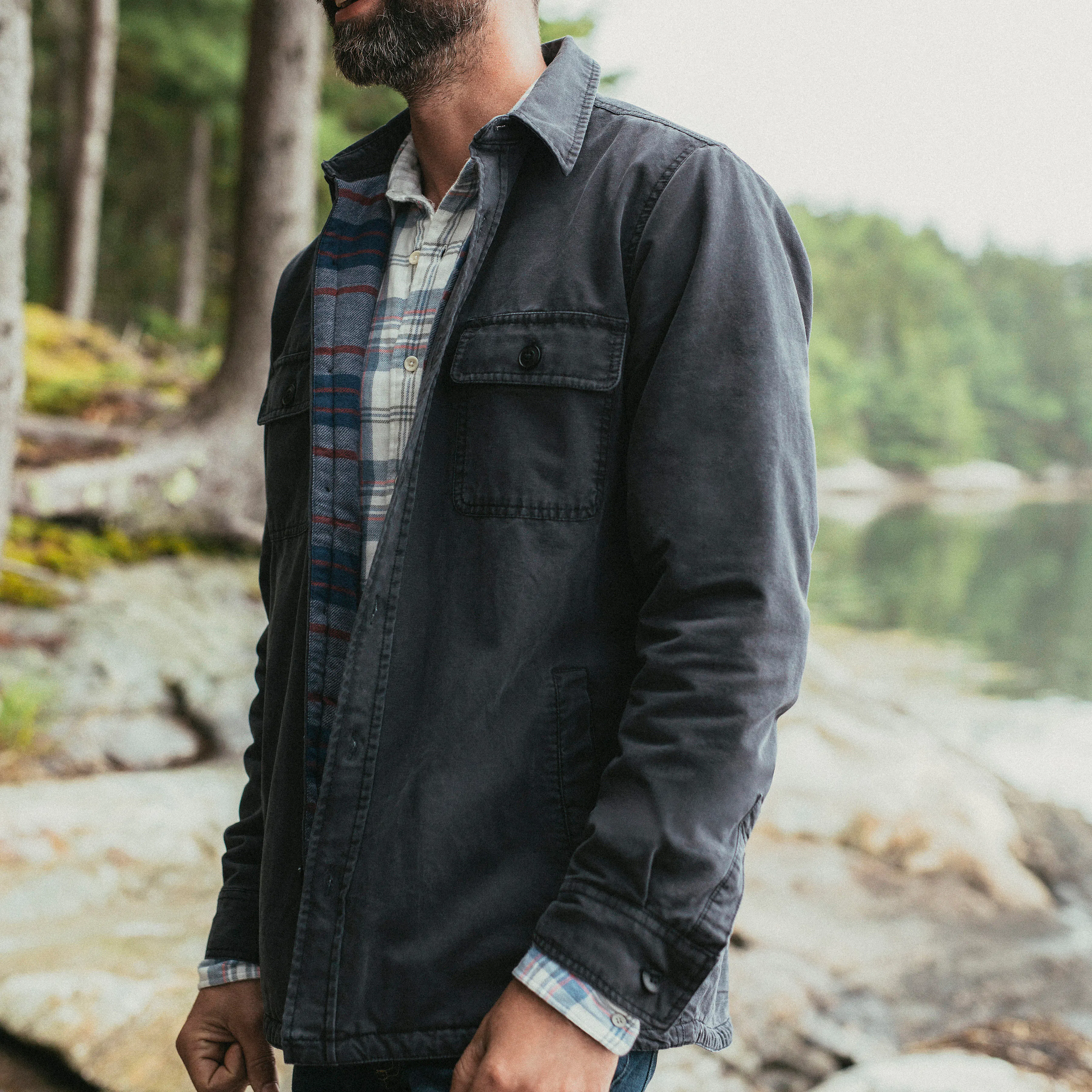 Faherty Brand Blanket Lined CPO Jacket - Sulfur-Dyed Black | Shirt 