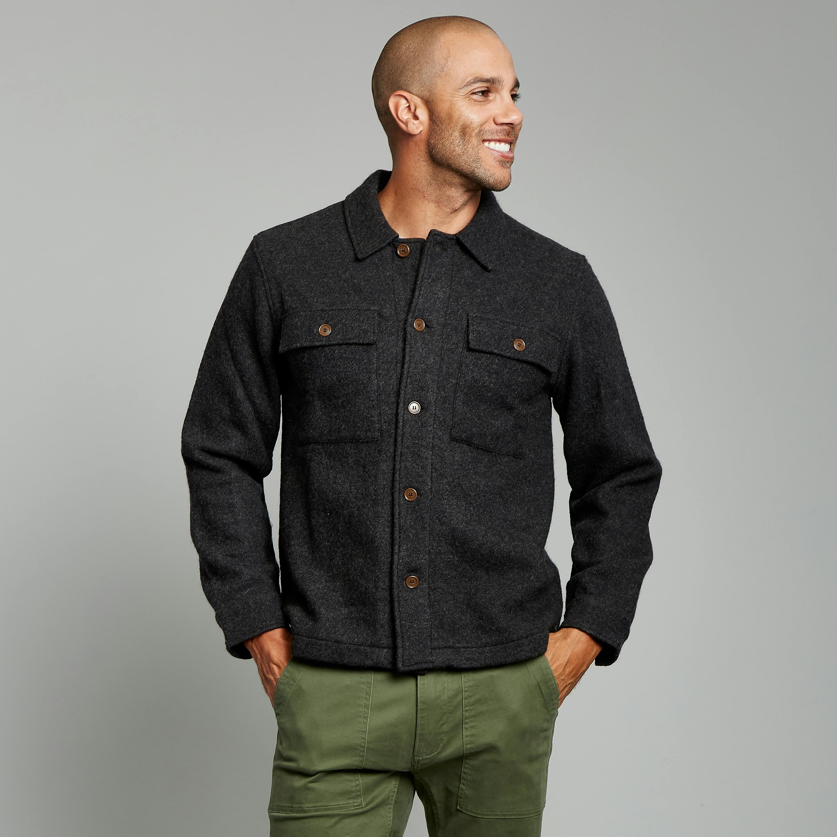 Todd Snyder Italian Boucle Knit Shirt Jacket - Charcoal