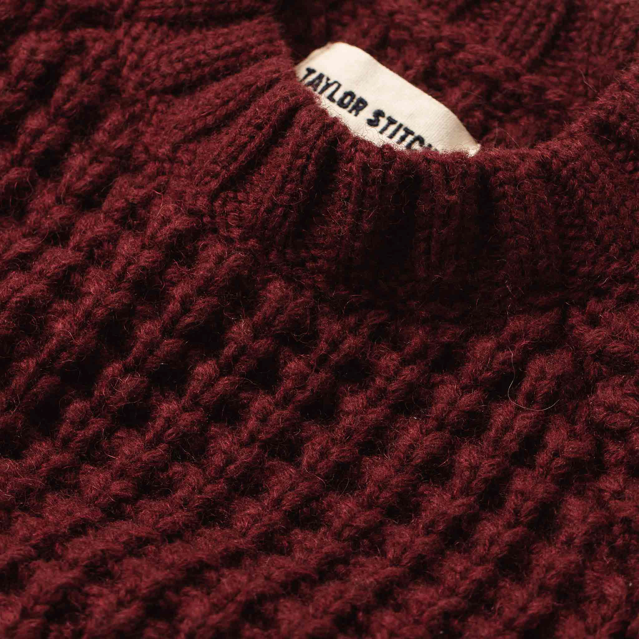 Taylor Stitch The Fisherman Sweater - Maroon Waffle | Crew Neck 