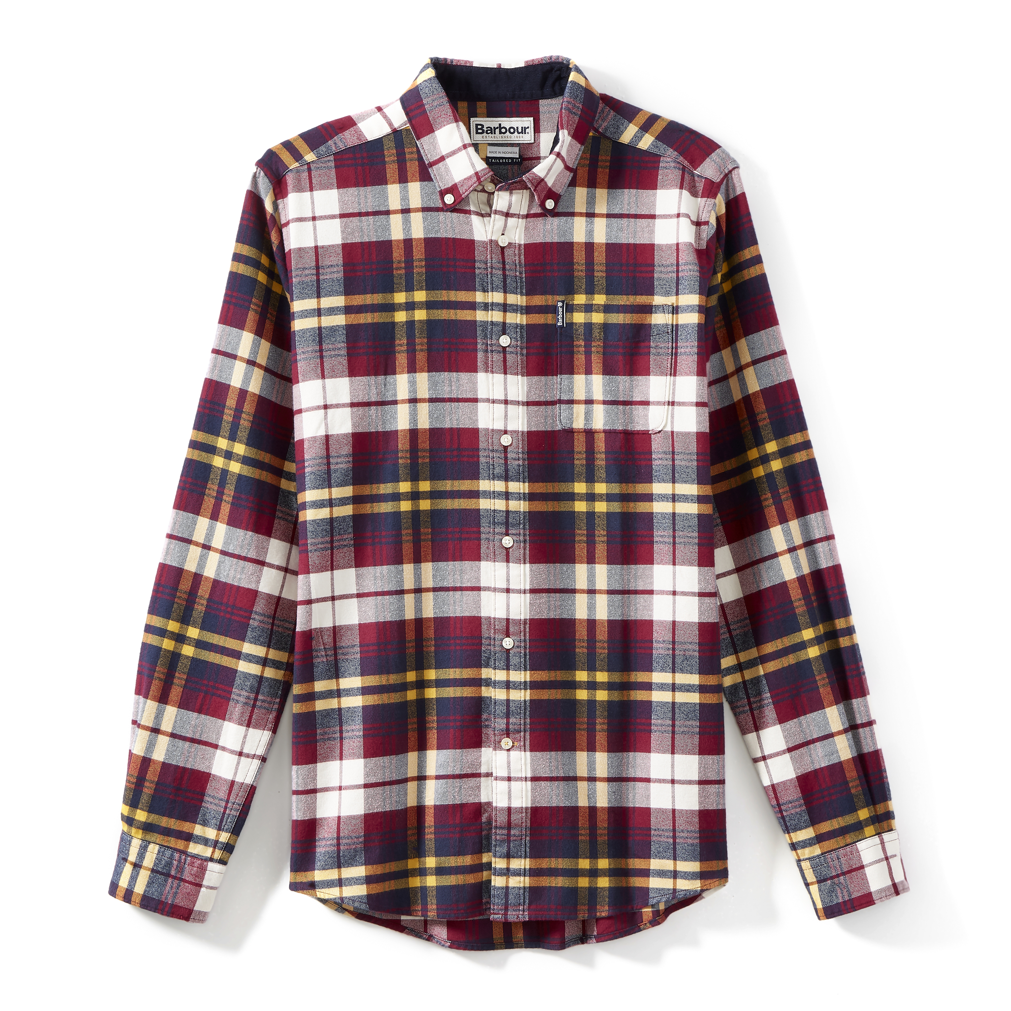 Barbour Flannel Shirt Highland Check 19 Red Long Sleeve Shirts