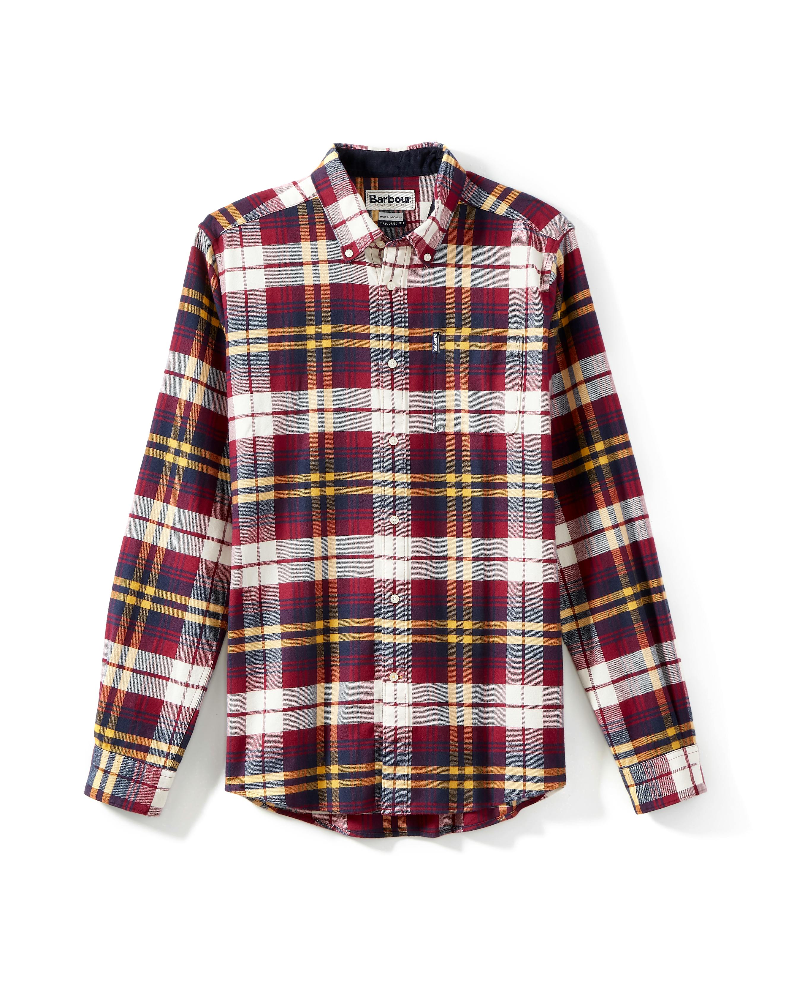 Barbour Flannel Shirt Highland Check 19 Red Long Sleeve Shirts