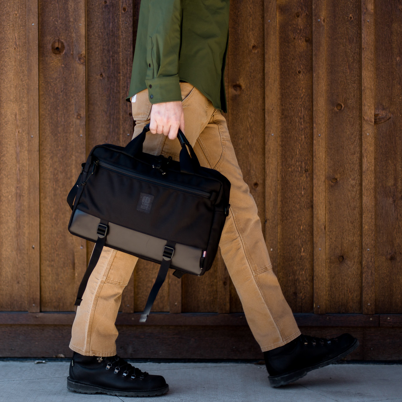 Topo Designs Commuter Briefcase Charcoal/Black Leather