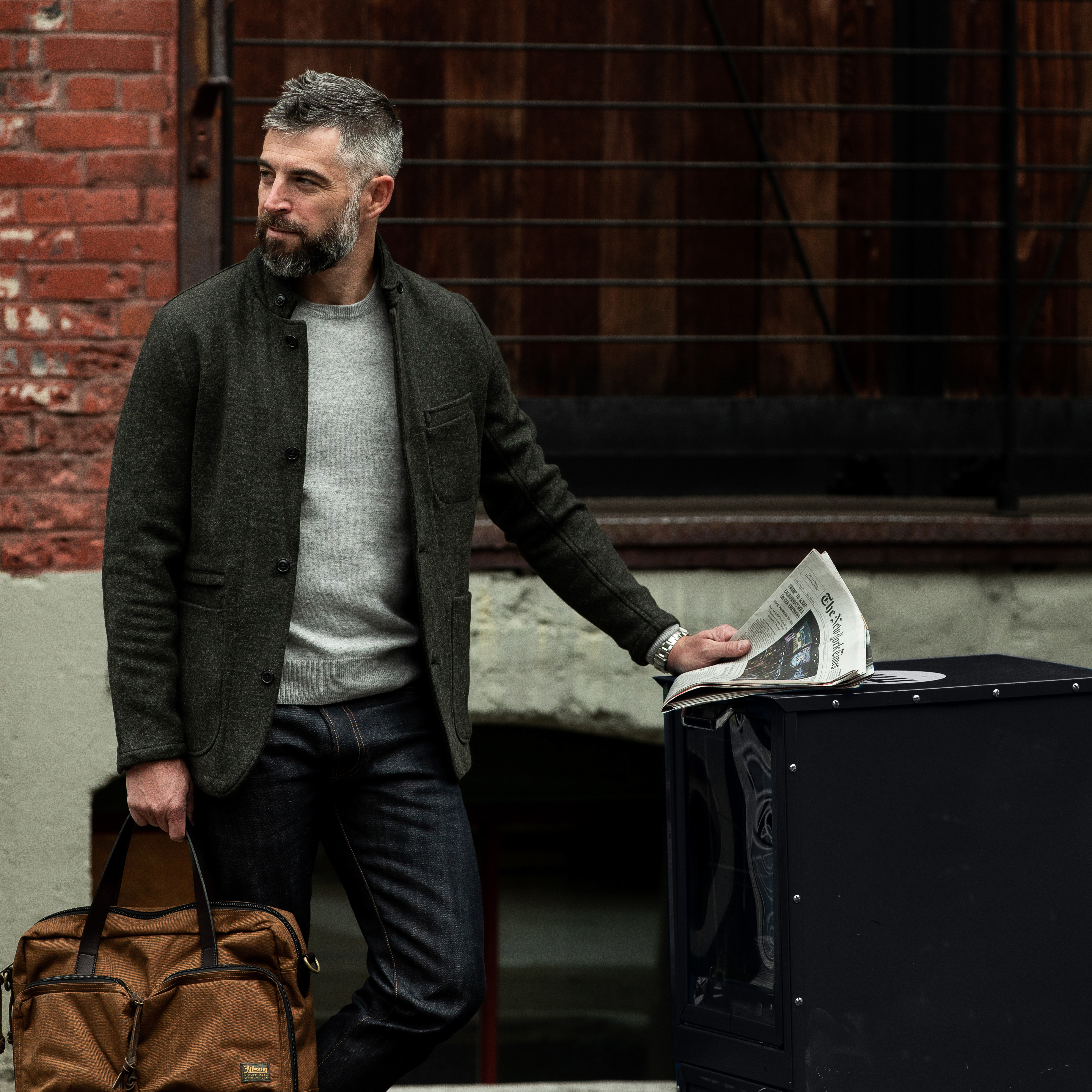 relwen moleskin trap blazer
