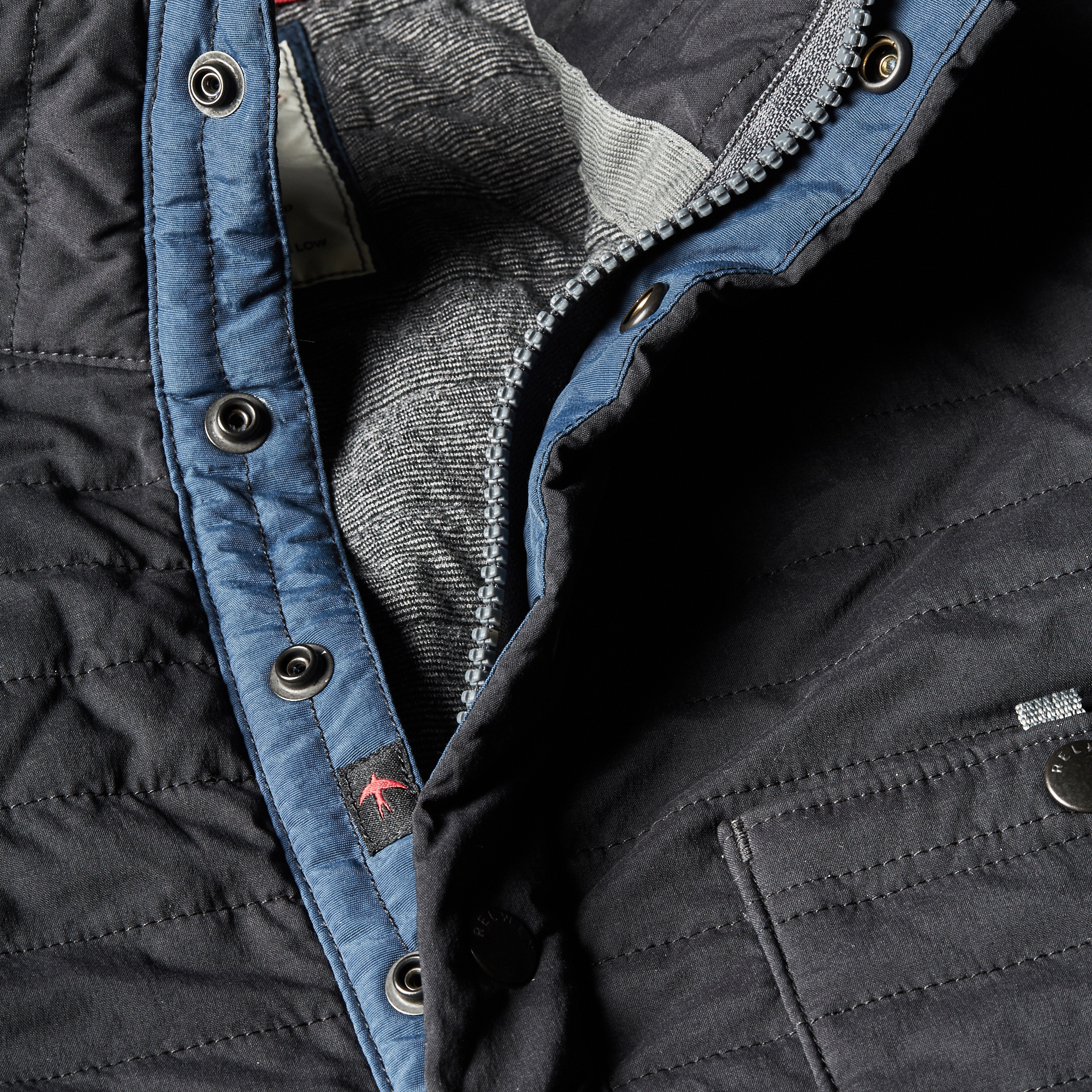 Relwen Windzip Popover - Black Fade | Quilted Jackets