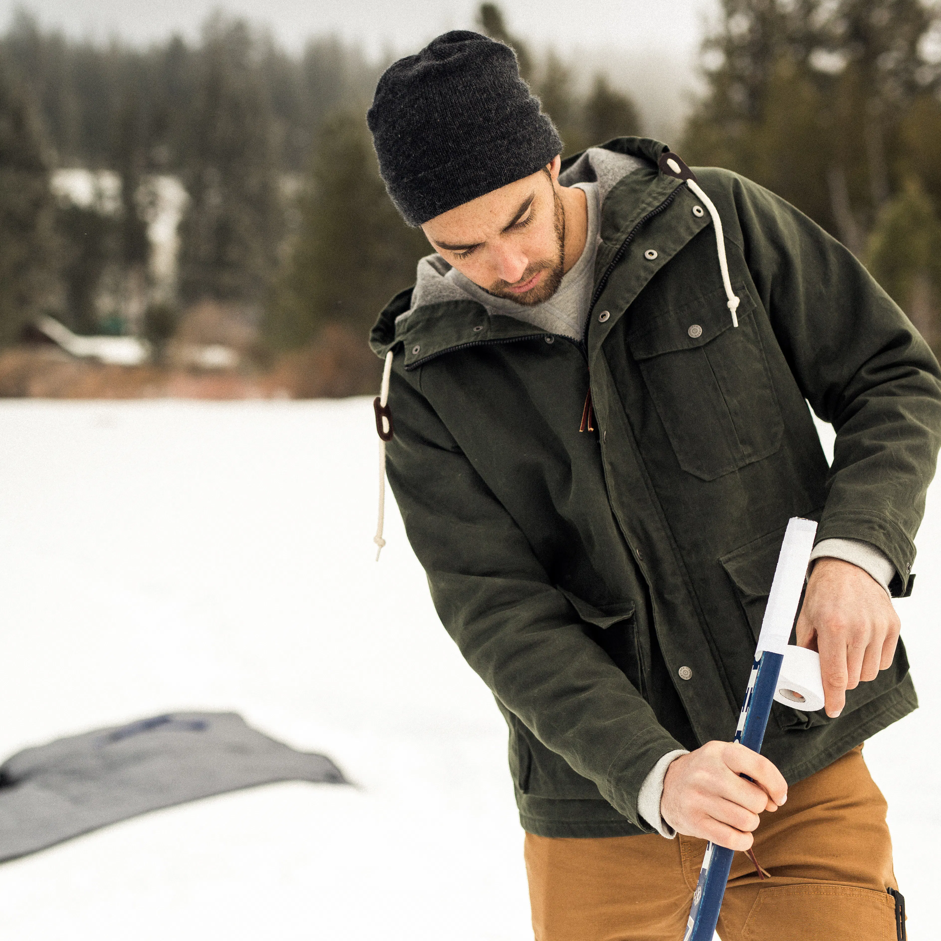 Flint and Tinder Wool-lined Waxed Ridge Parka - Coal | undefined 