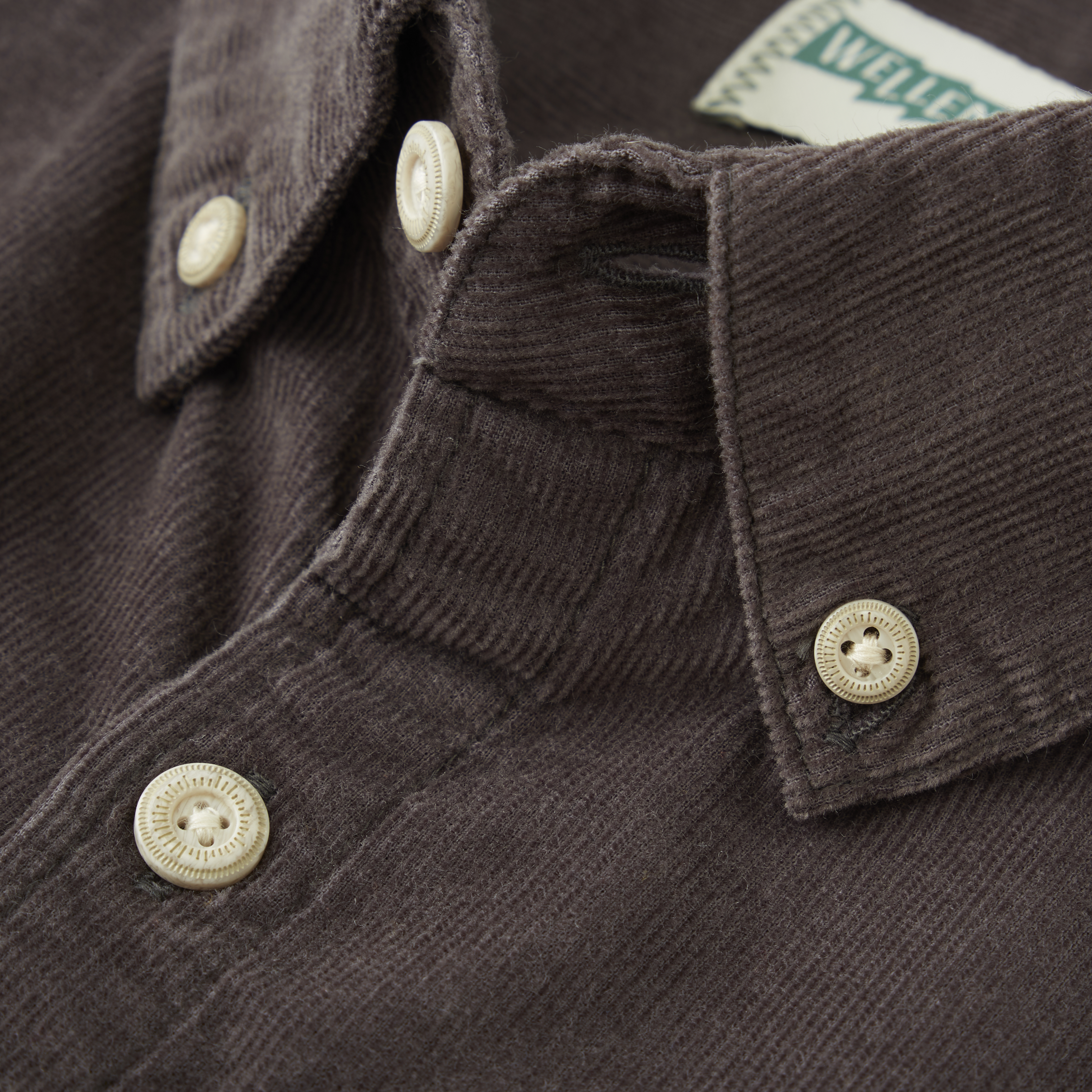 Wellen Organic Corduroy Button Down Shirt - Slate Grey | Long