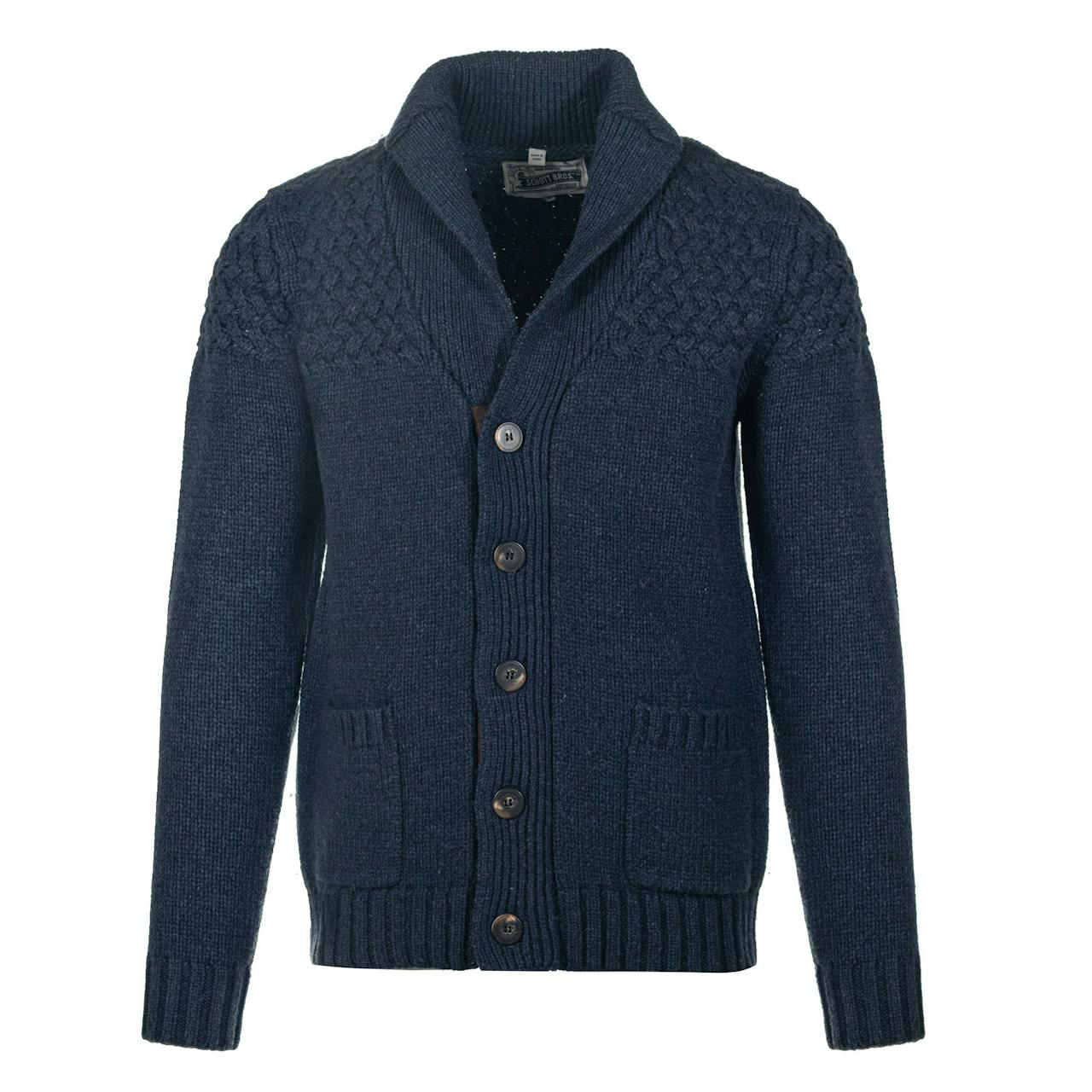 Schott Wool Blend Basketweave Cardigan - Navy | Cardigan Sweaters ...