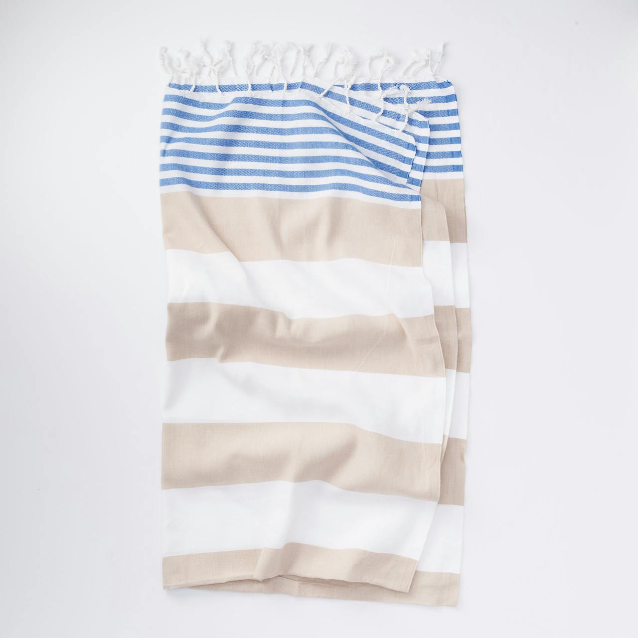 Turkish Towels Mediterranean Turkish Towel - Natural/ Blue Stripe
