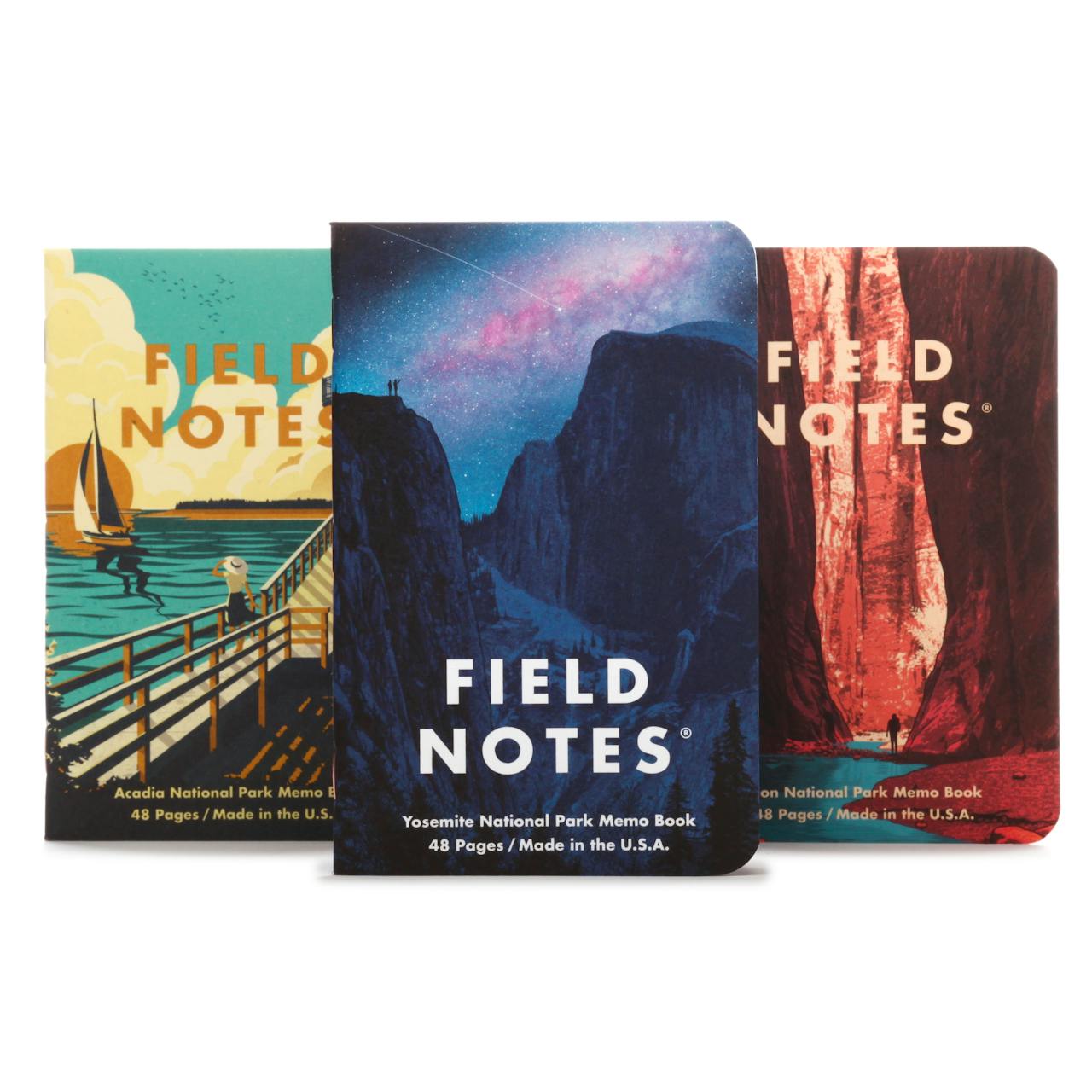 Field Notes Yosemite, Zion + Acadia National Parks - 3 Pack