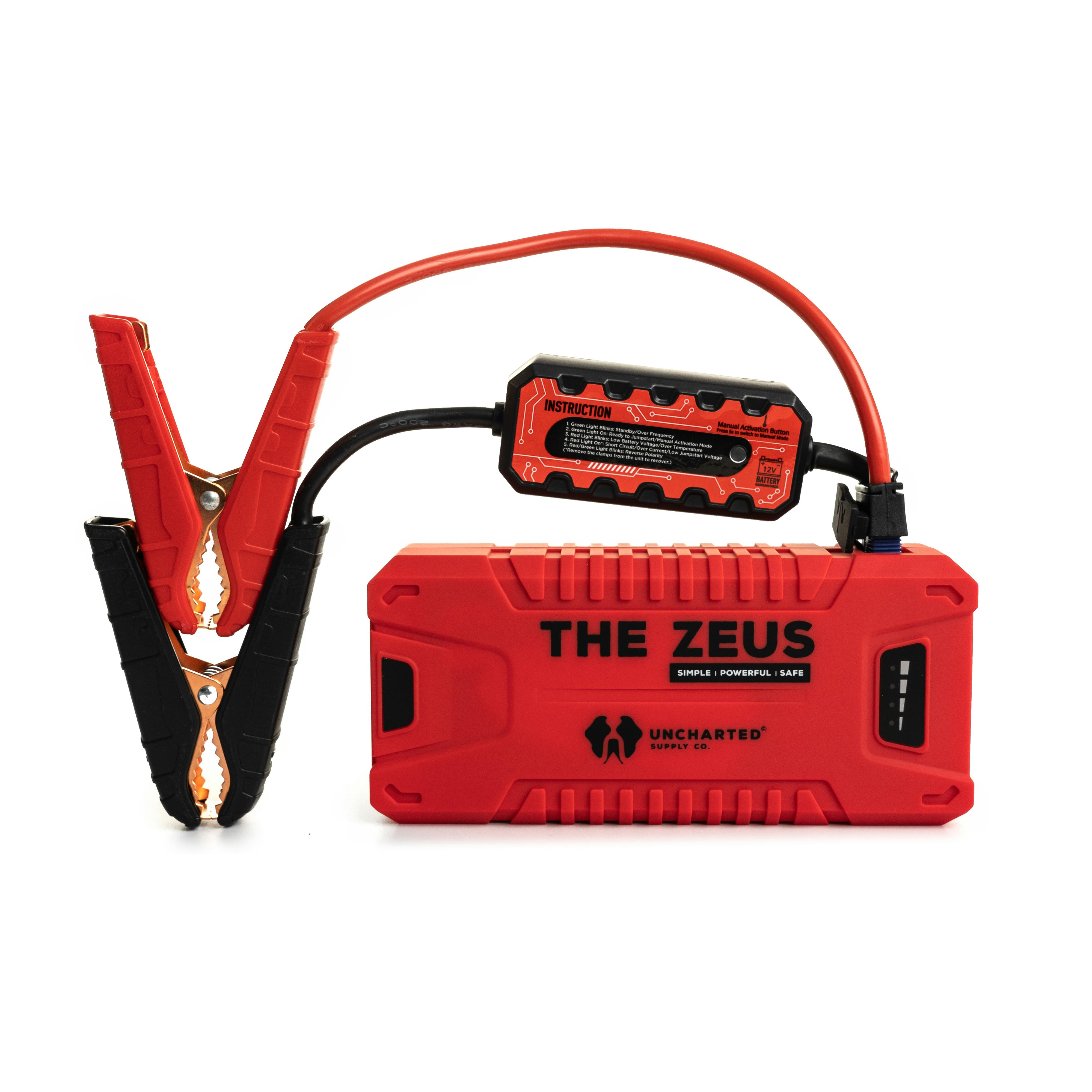 Uncharted Supply Co. The Zeus - Power Bank + Car Battery Jump Starter - Red  | Gear | Huckberry