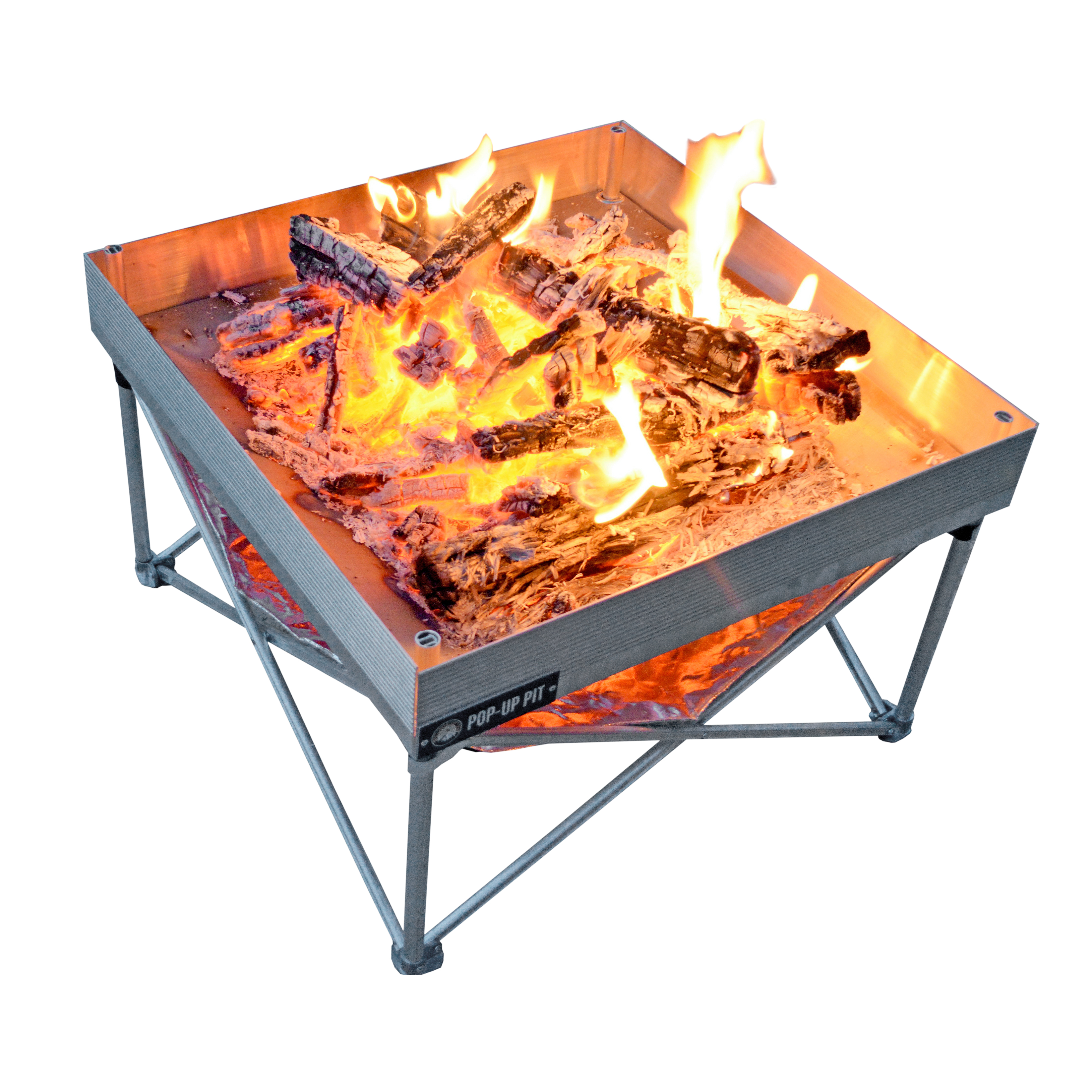 Fireside Outdoor PopUp Fire Pit and Heat Shield Combo Kit Silver