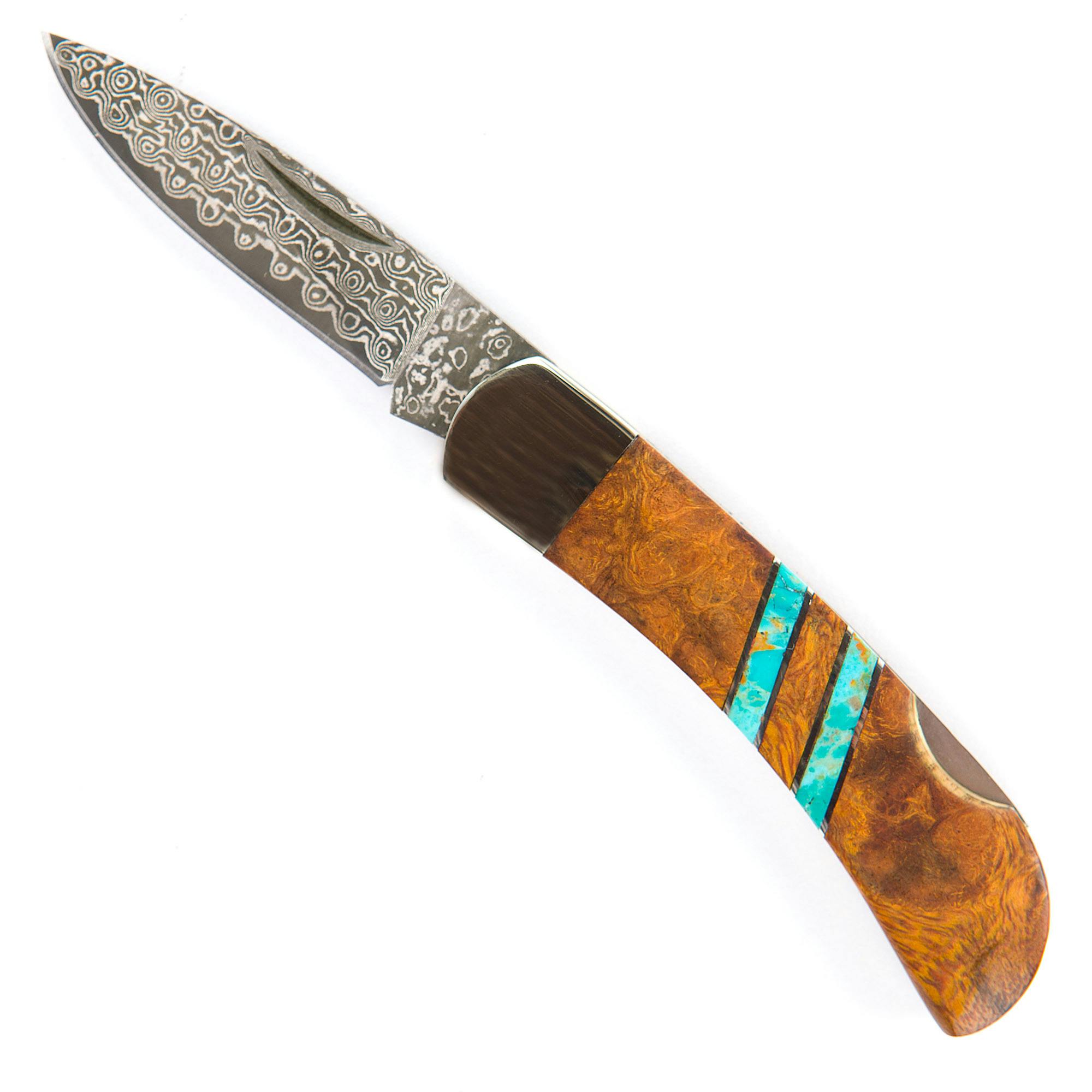 Santa Fe Stoneworks Ironwood + Turquoise Damascus Knife